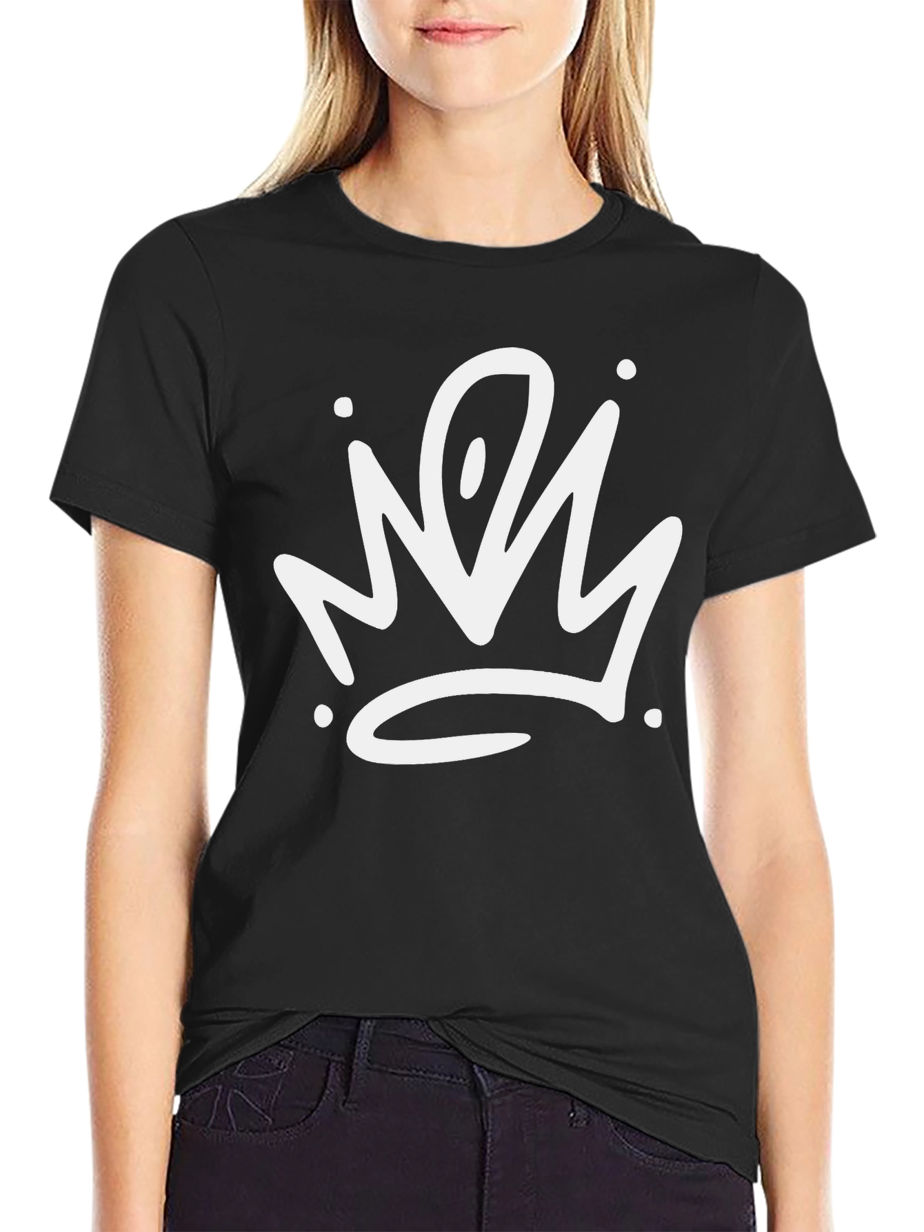Crown Graphic Print Black T-Shirt