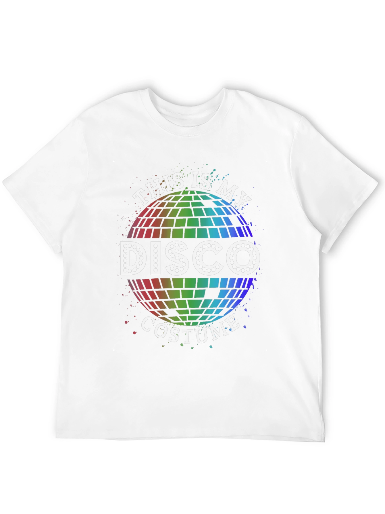Disco Costume T-Shirt - Rainbow Disco Ball Party Shirt