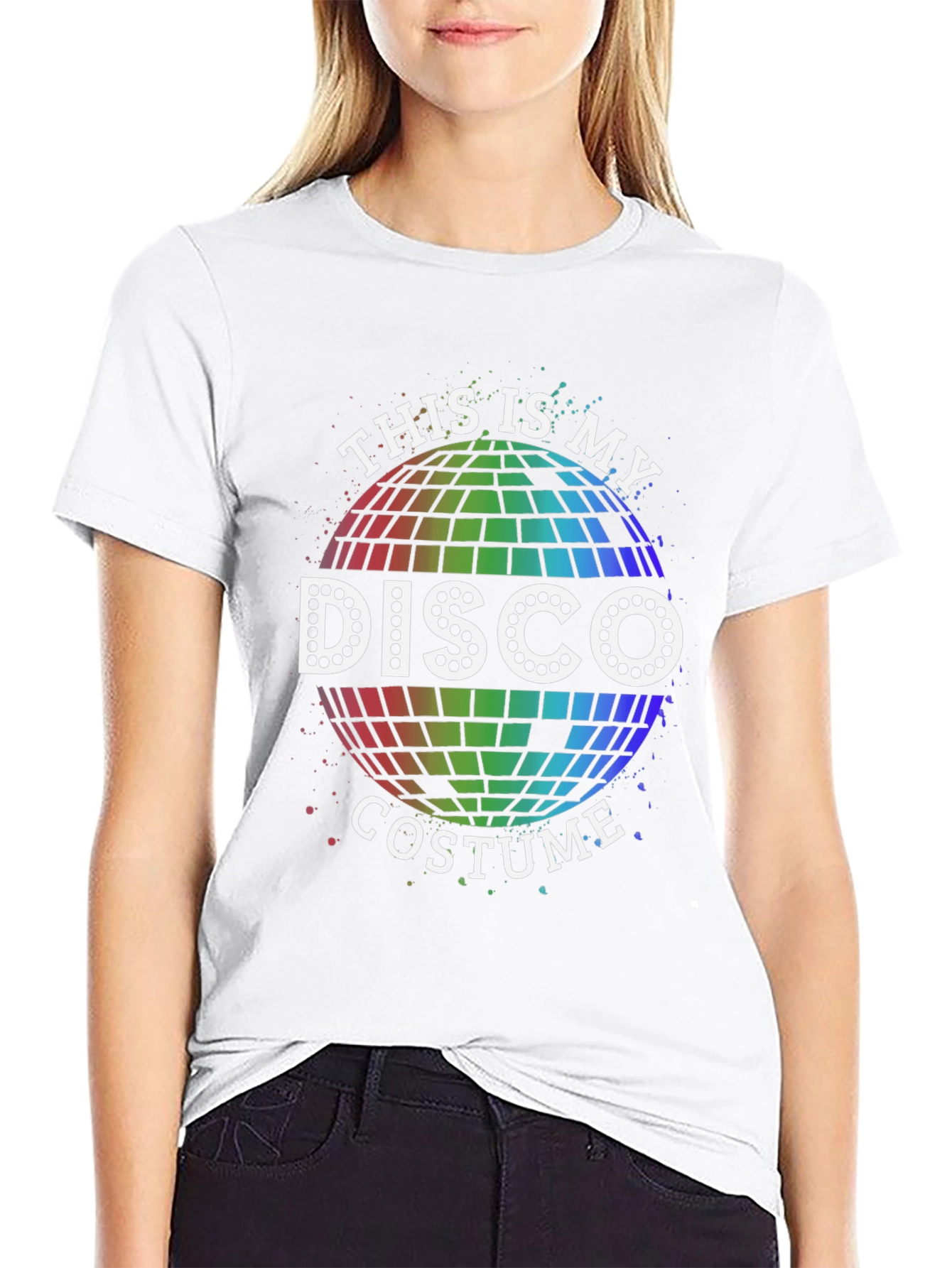 Disco Costume T-Shirt - Rainbow Disco Ball Party Shirt