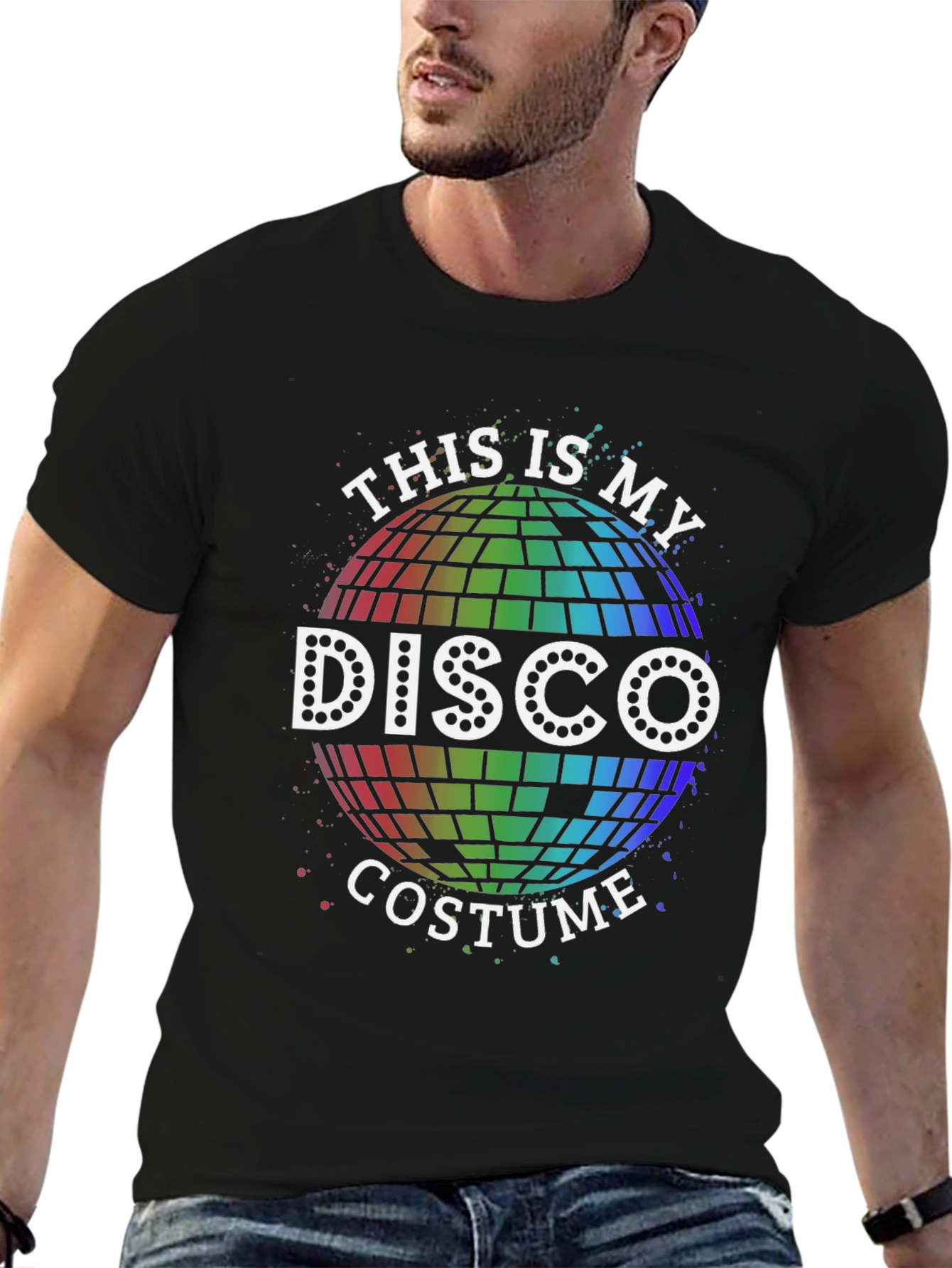 Disco Costume T-Shirt - Rainbow Disco Ball Party Shirt