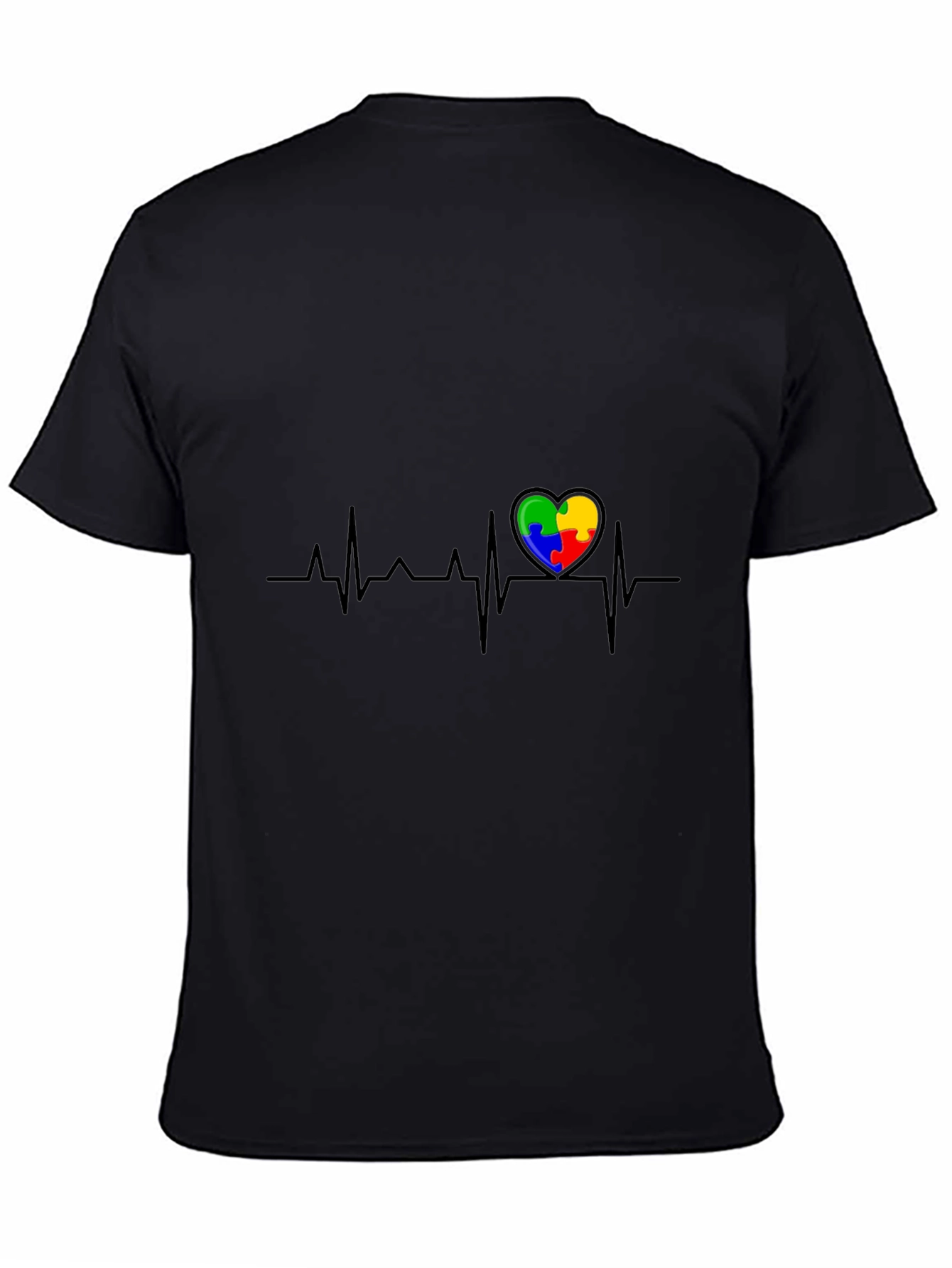 Autism Awareness Heartbeat T-Shirt - Puzzle Piece Design