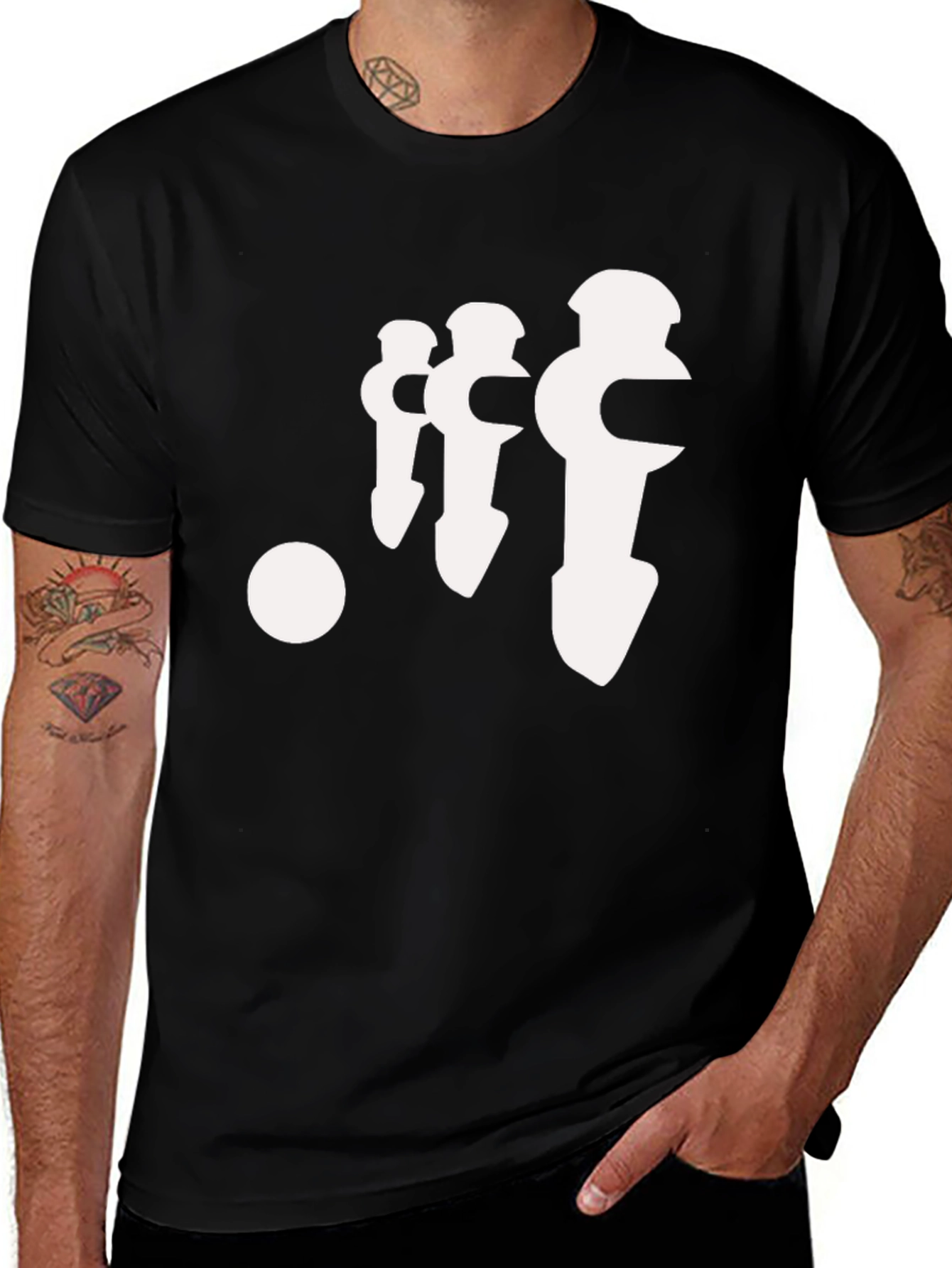 Retro Foosball Player Graphic Tee - Black