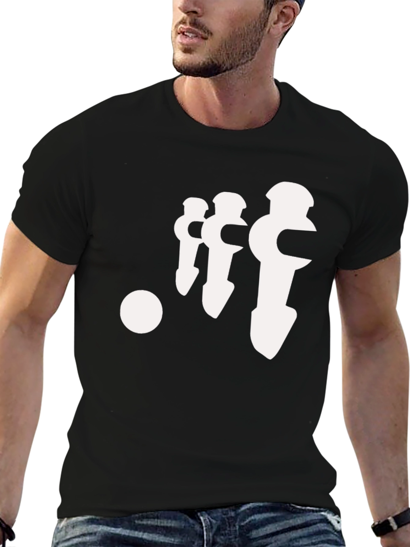 Retro Foosball Player Graphic Tee - Black