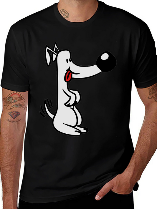 Cartoon Dog Graphic Tee - Black
