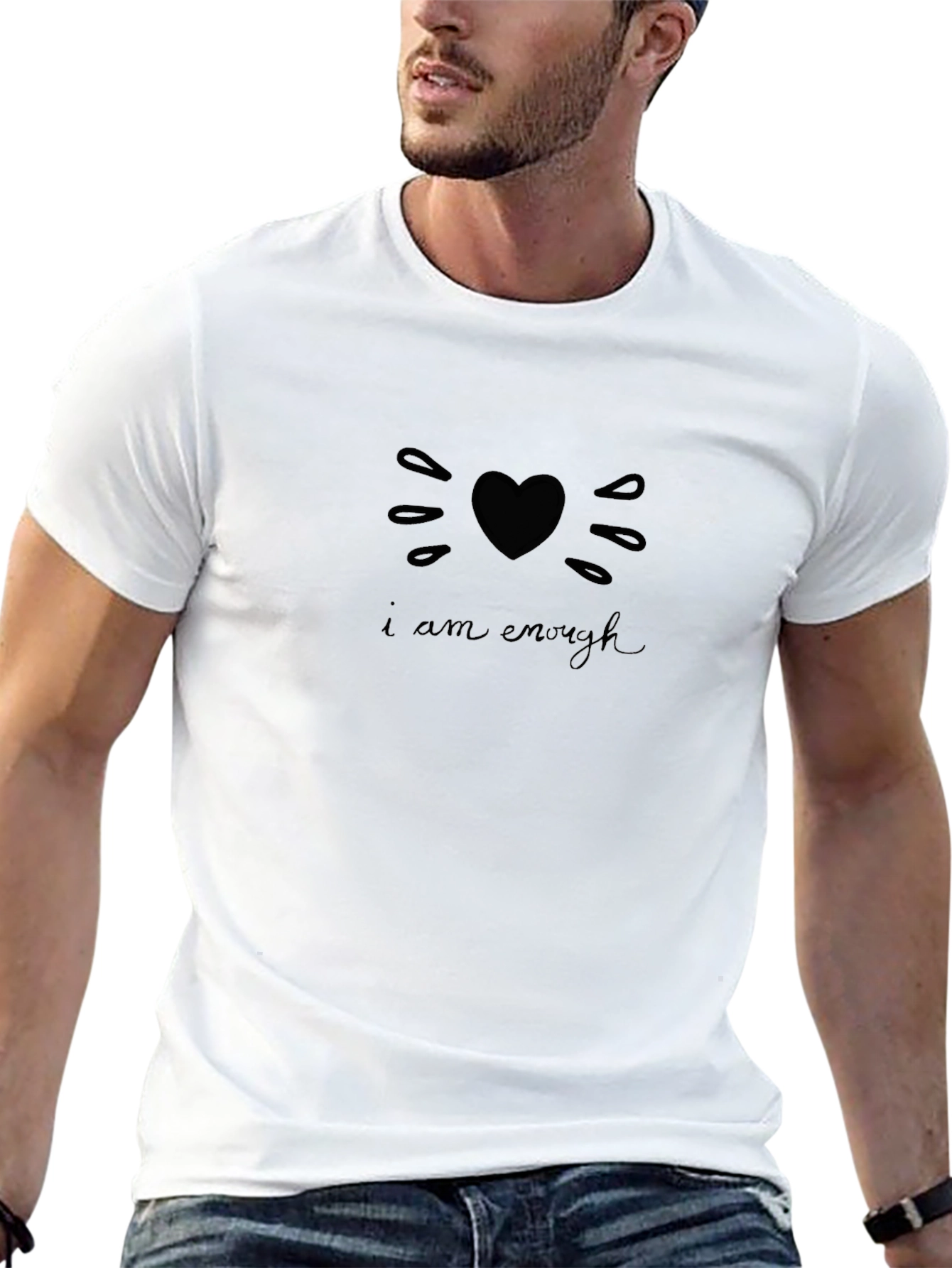 I Am Enough Heart Graphic Tee - Black