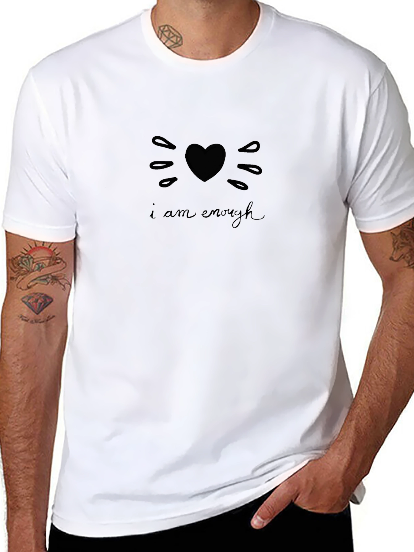 I Am Enough Heart Graphic Tee - Black