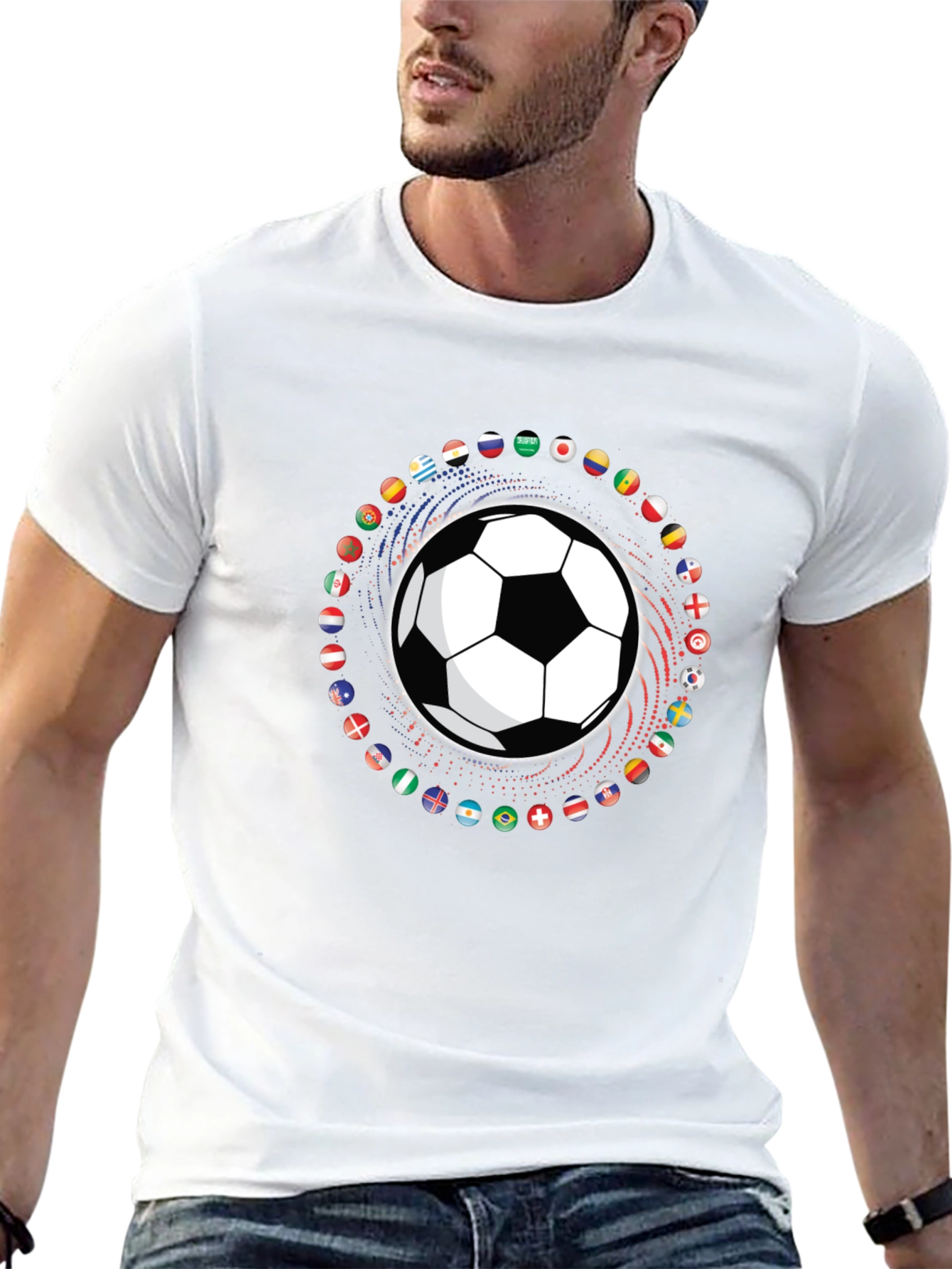 Soccer Ball Flags Graphic T-Shirt - Black