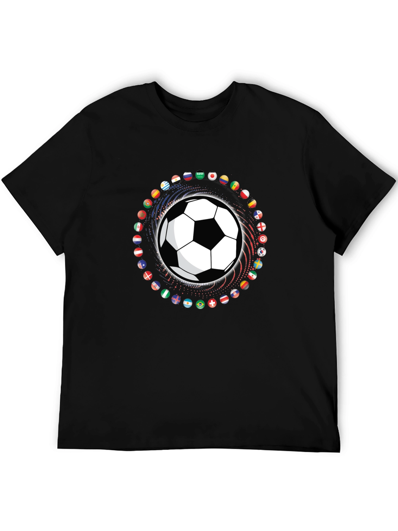 Soccer Ball Flags Graphic T-Shirt - Black