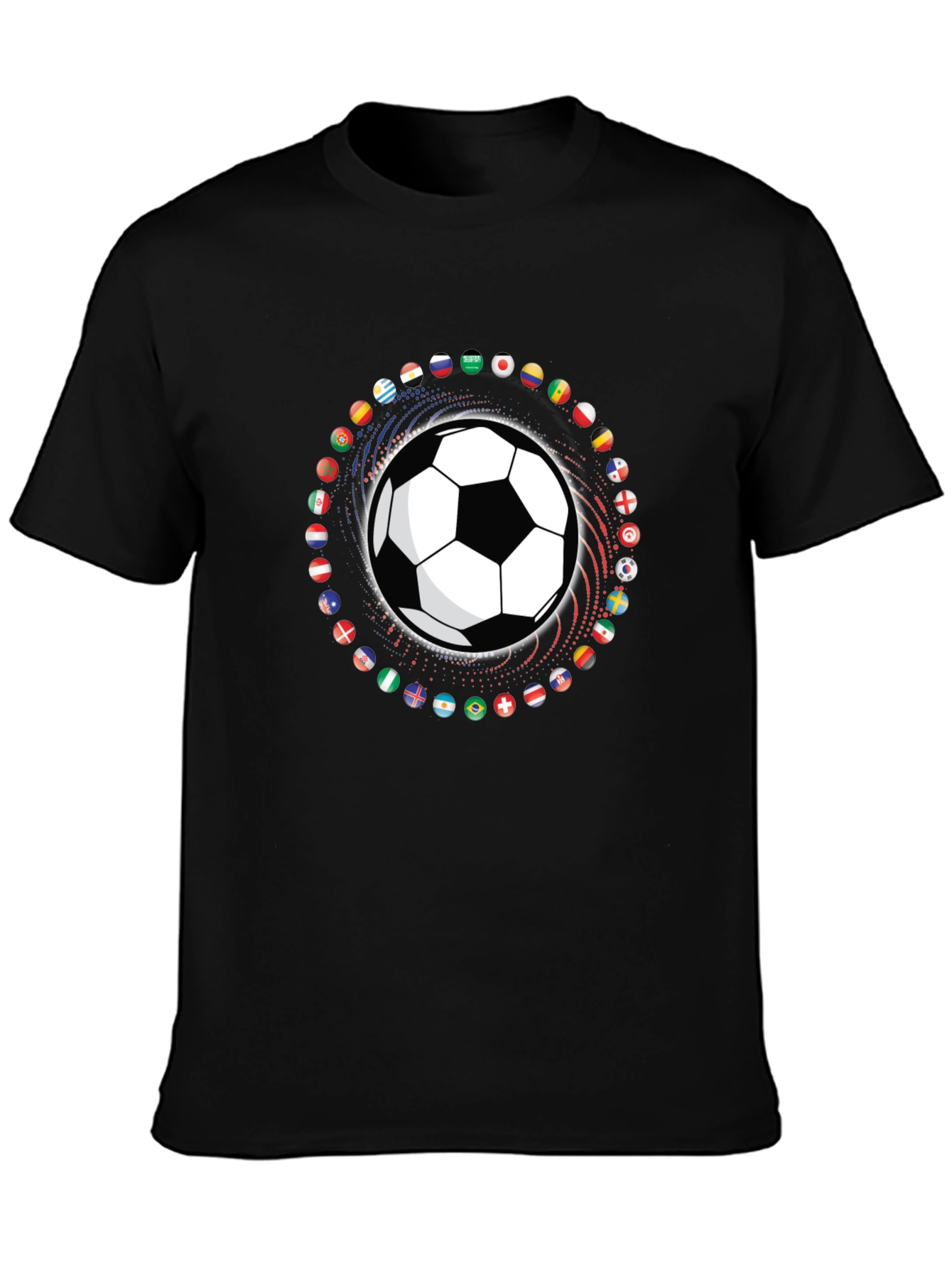Soccer Ball Flags Graphic T-Shirt - Black