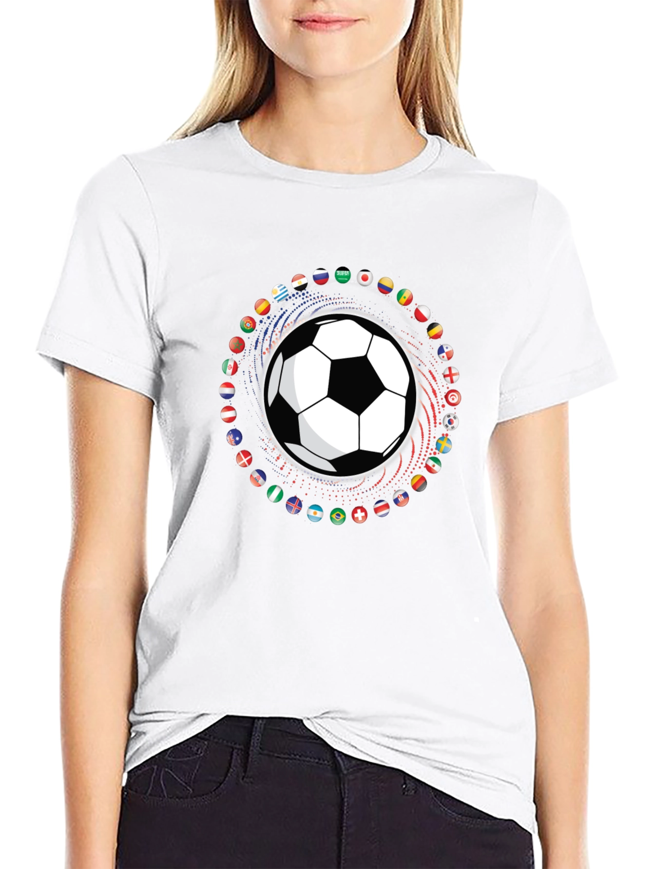 Soccer Ball Flags Graphic T-Shirt - Black