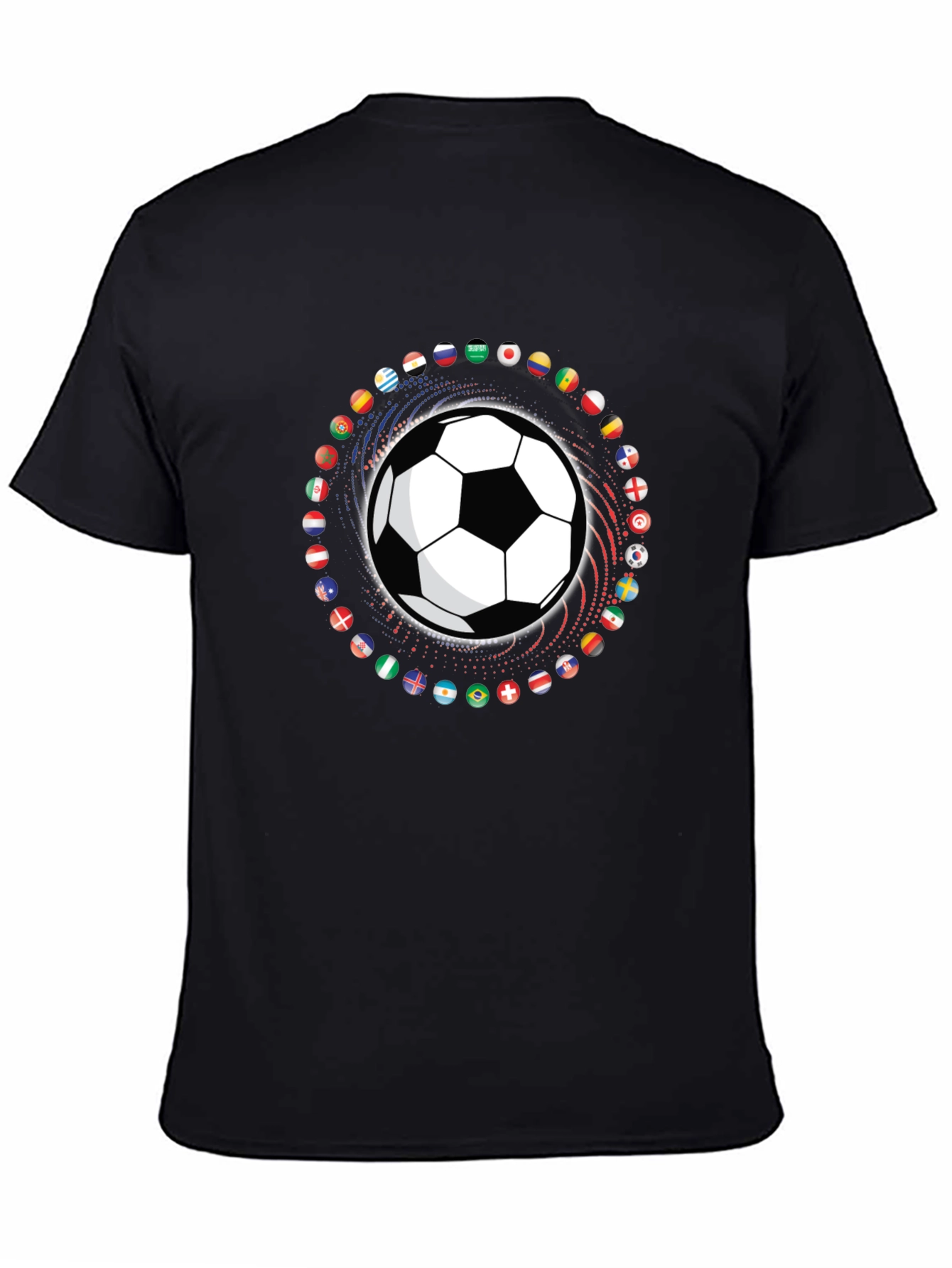 Soccer Ball Flags Graphic T-Shirt - Black