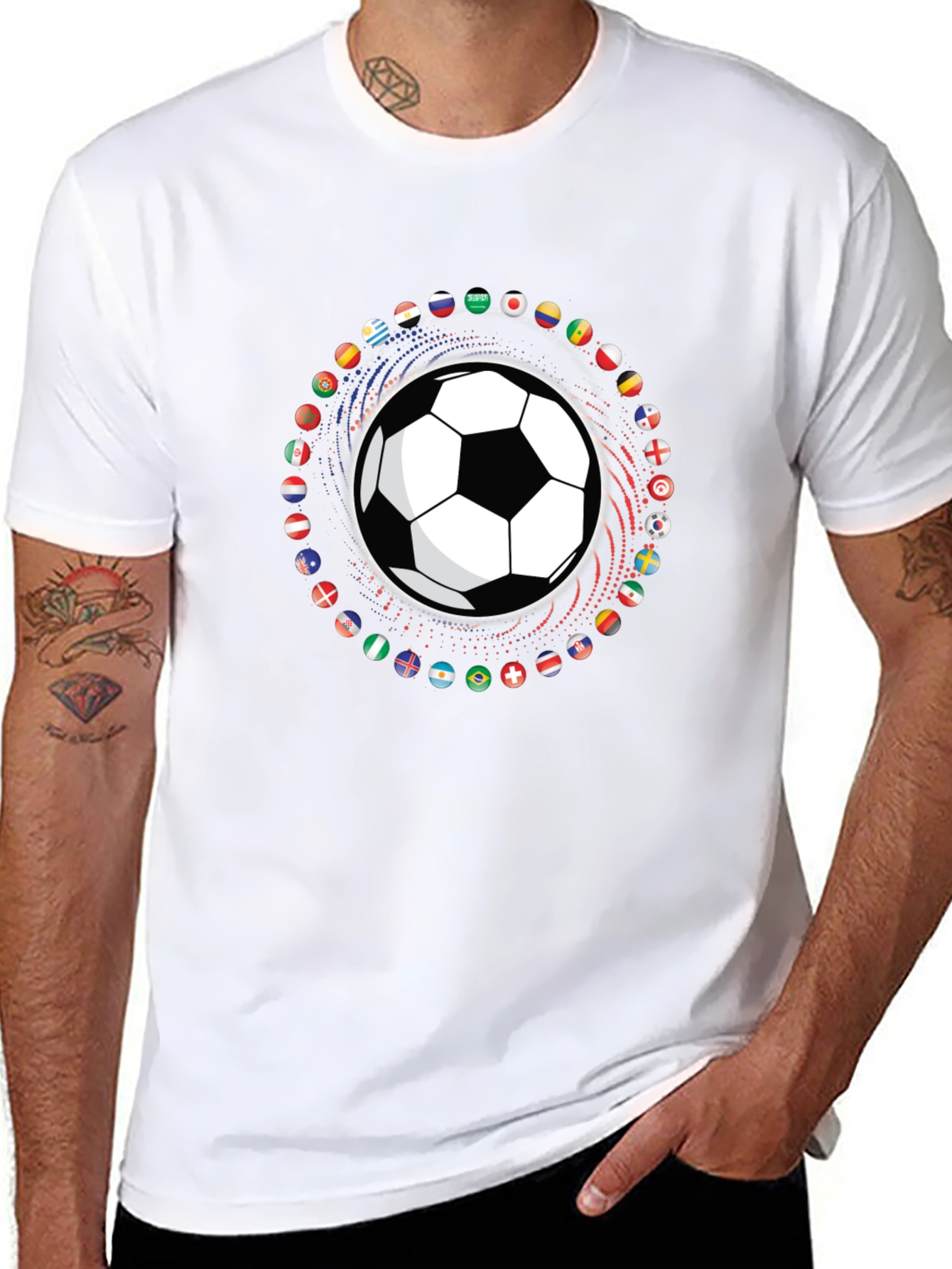 Soccer Ball Flags Graphic T-Shirt - Black