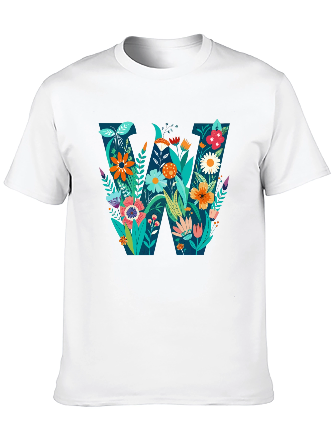 Floral Letter W Graphic T-Shirt