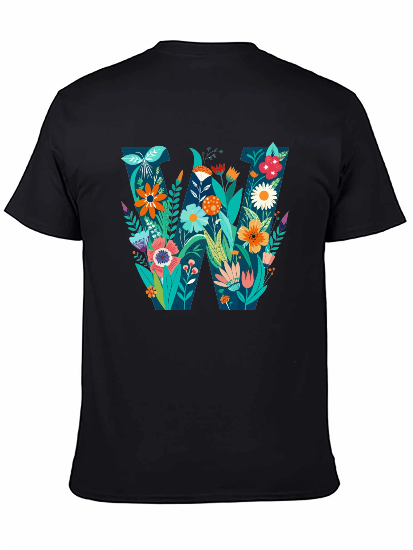 Floral Letter W Graphic T-Shirt