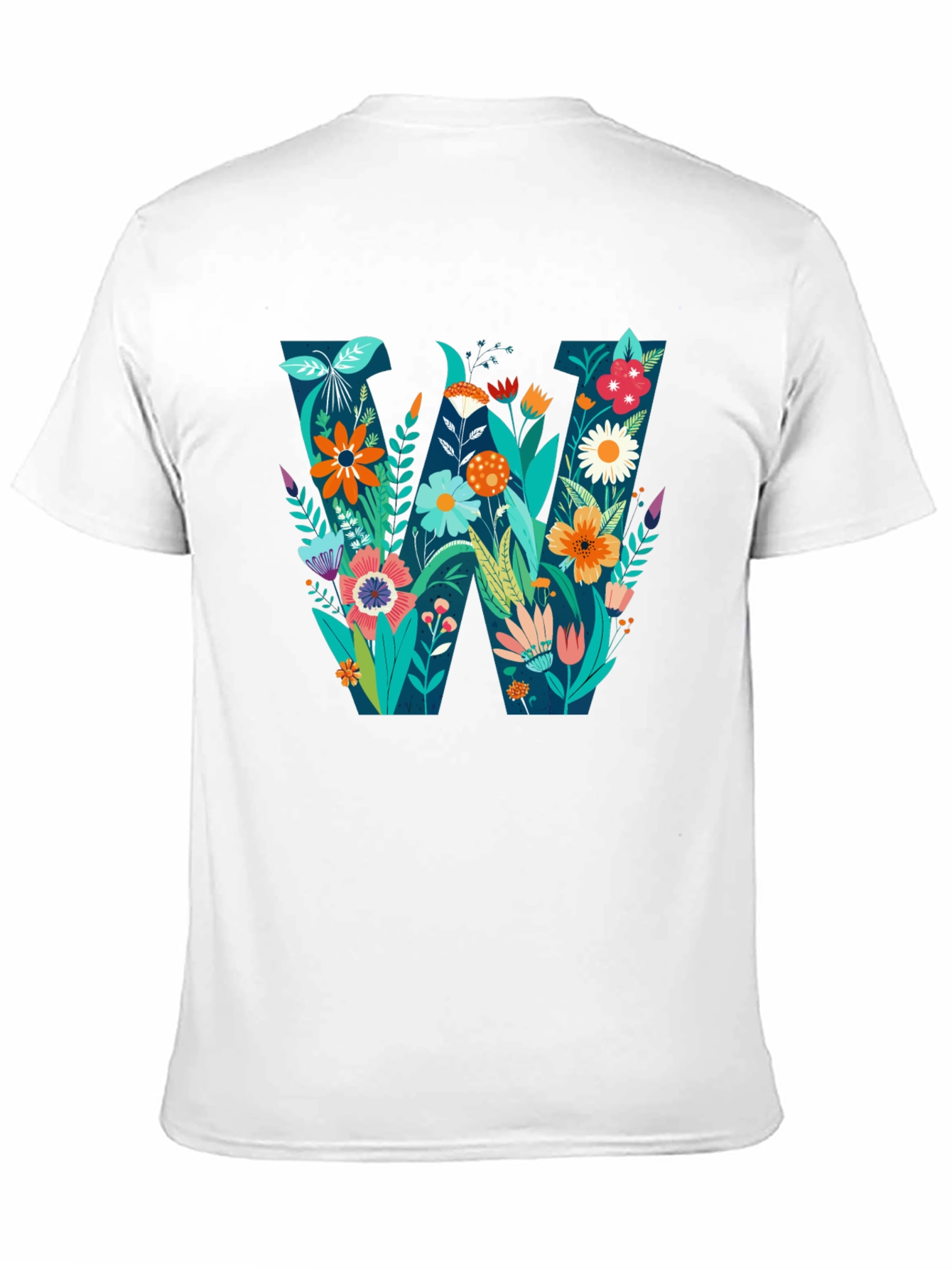 Floral Letter W Graphic T-Shirt