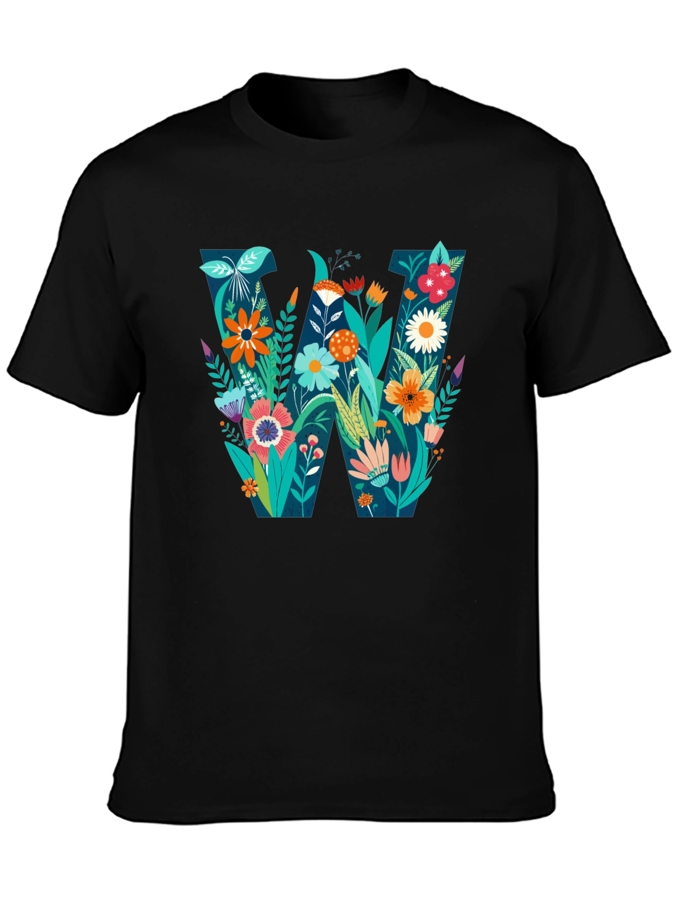Floral Letter W Graphic T-Shirt