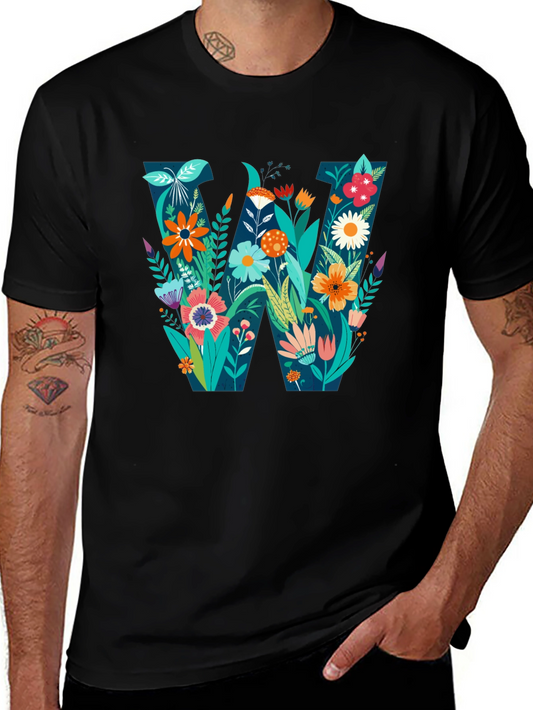 Floral Letter W Graphic T-Shirt
