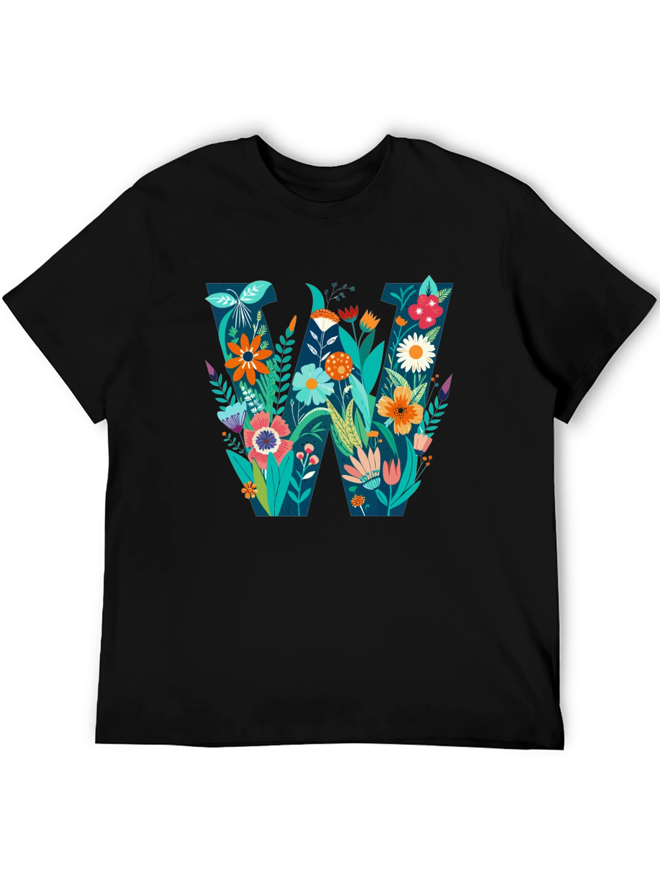 Floral Letter W Graphic T-Shirt