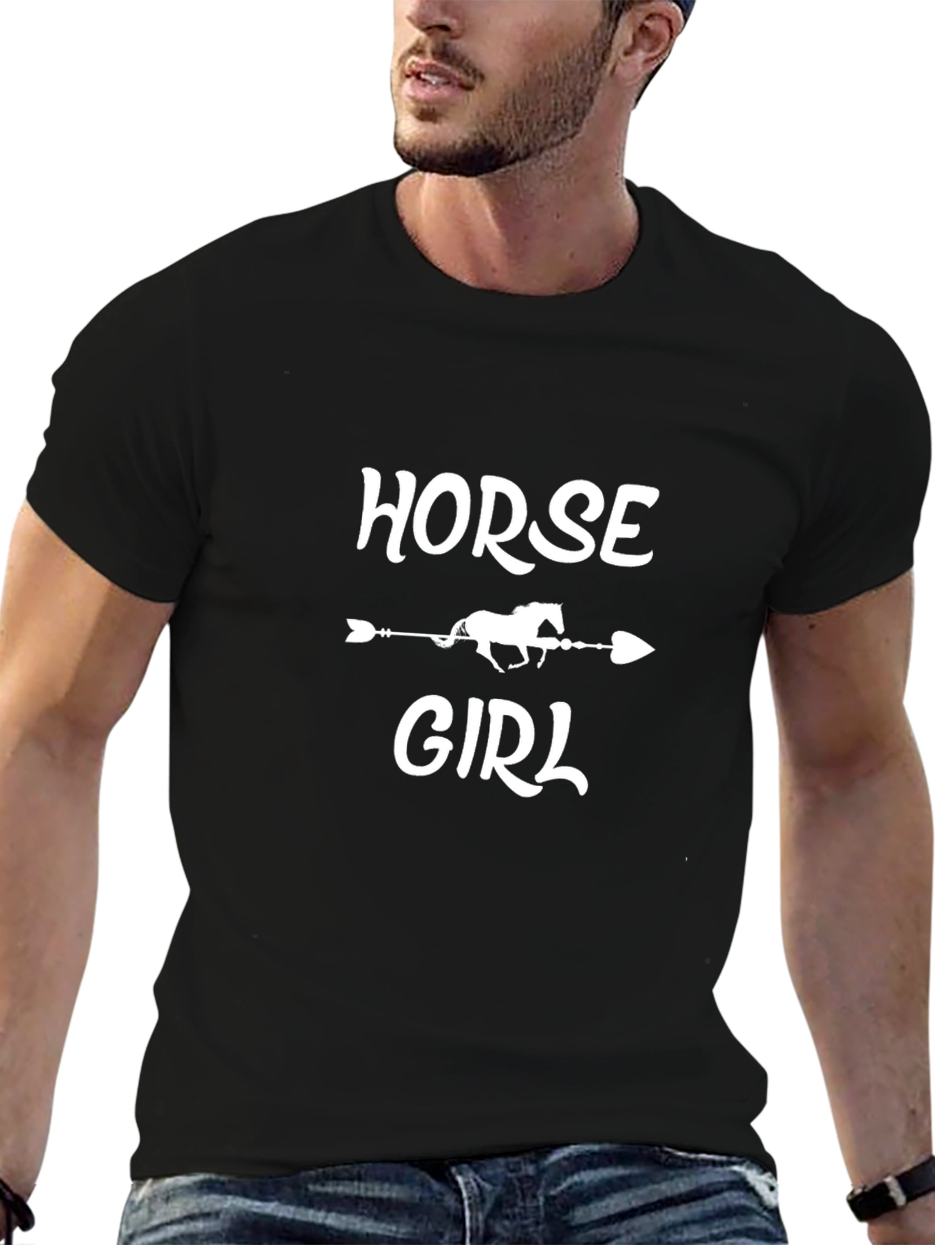 Horse Girl Graphic Tee - Black Cotton Shirt