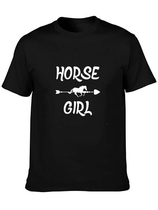 Horse Girl Graphic Tee - Black Cotton Shirt