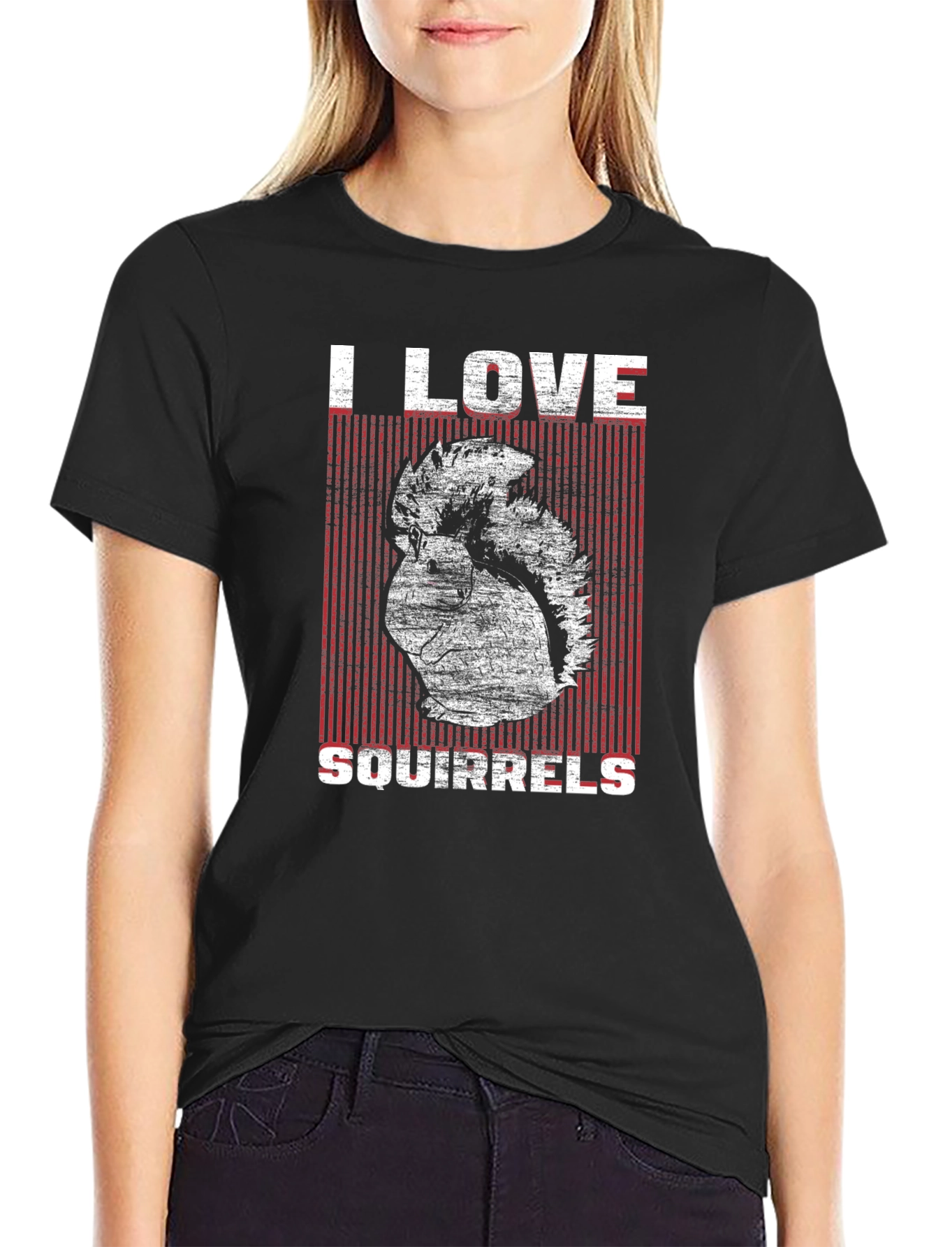 I Love Squirrels Graphic T-Shirt - Black