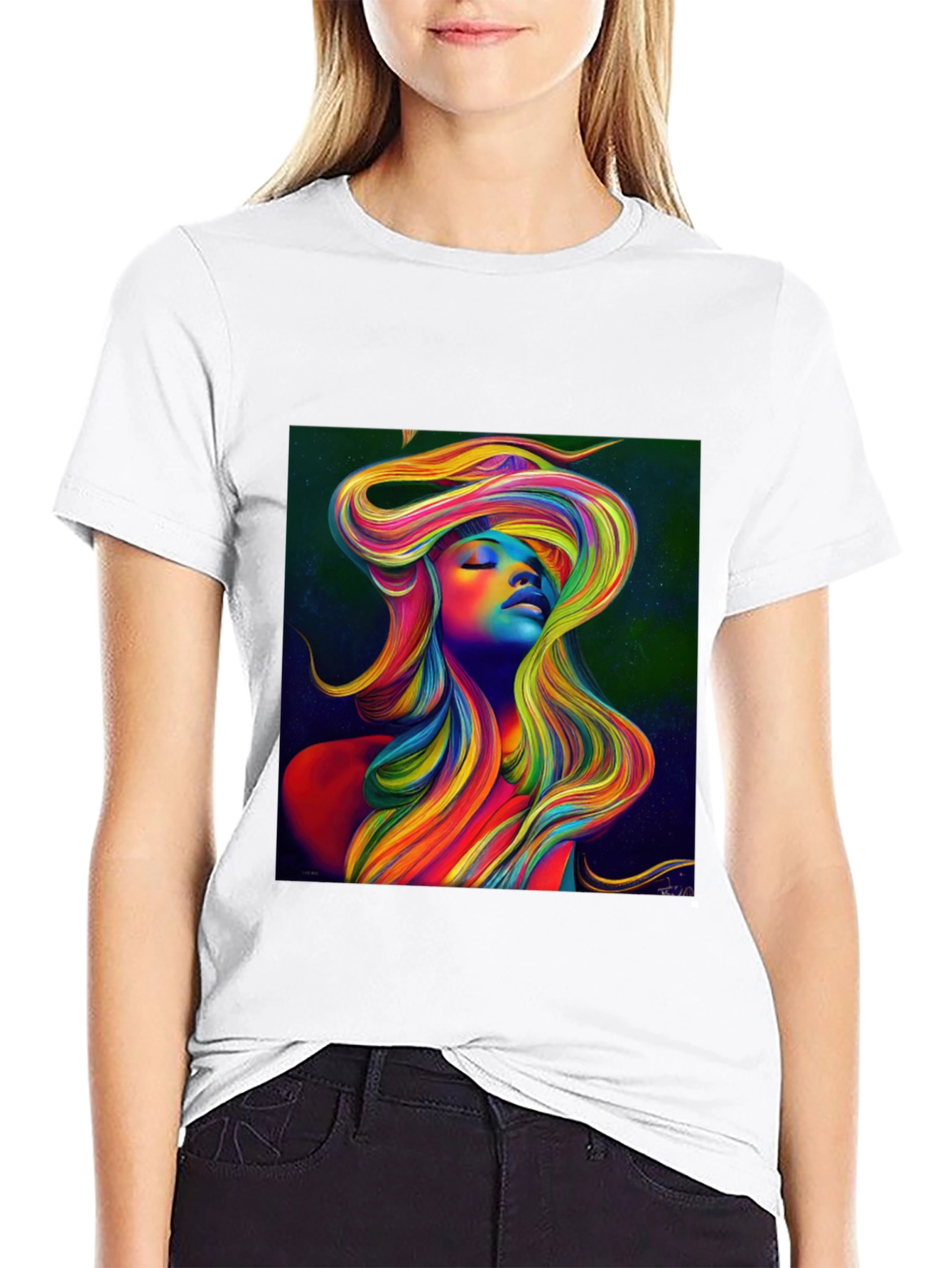 Rainbow Woman Graphic Tee - Stylish Unisex T-Shirt