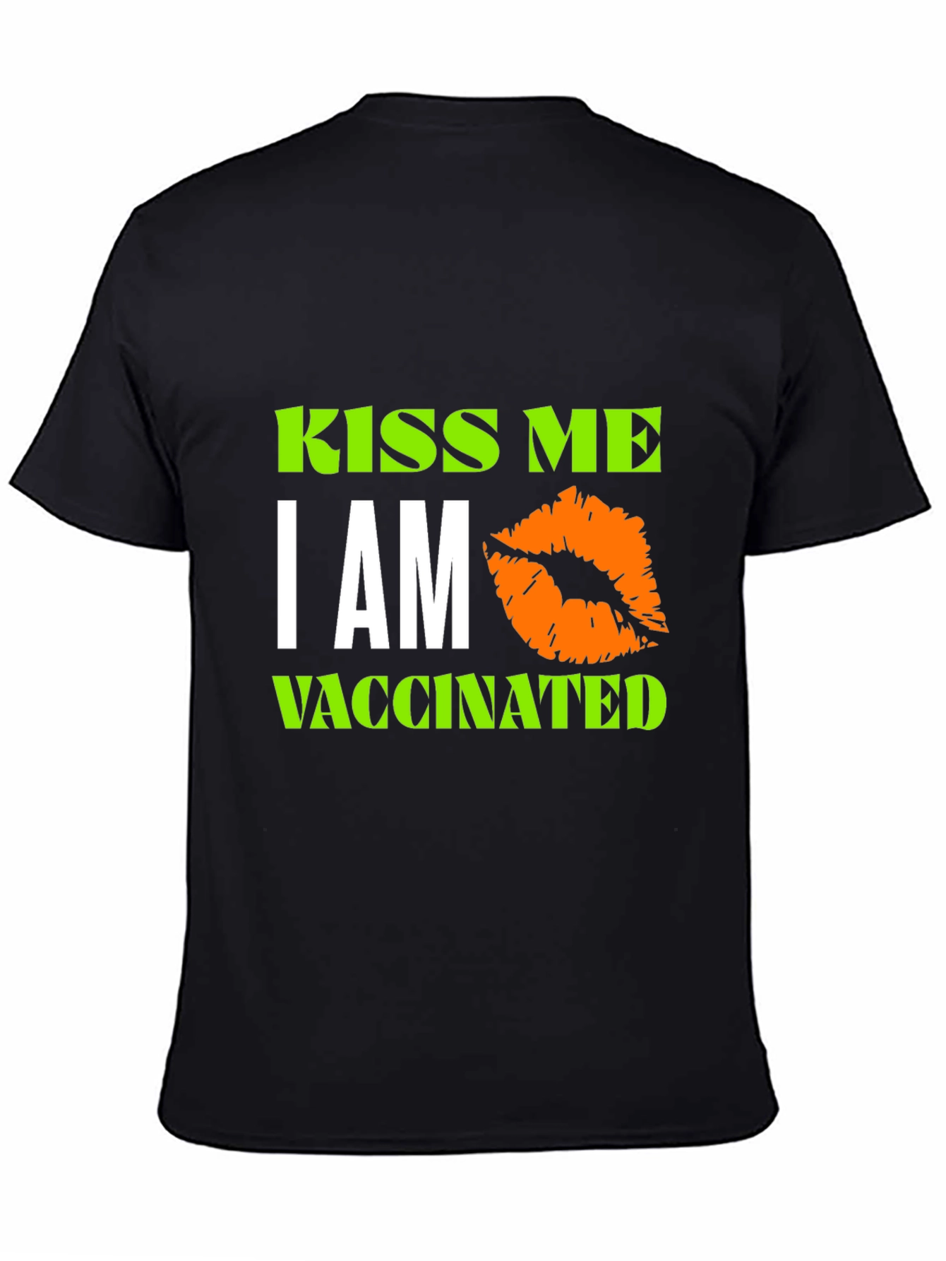 Kiss Me Im Vaccinated Black T-Shirt Novelty Graphic Tee
