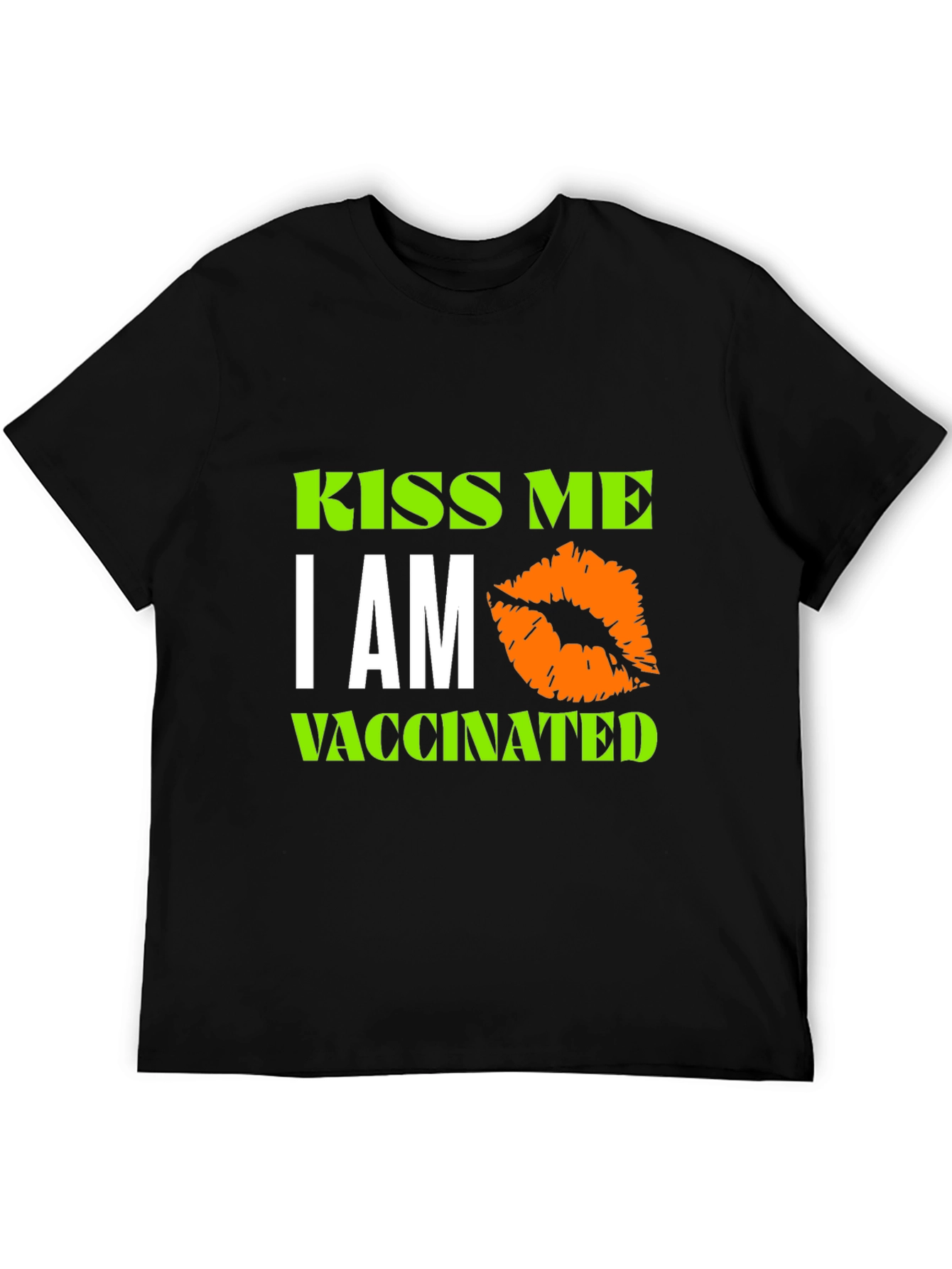 Kiss Me Im Vaccinated Black T-Shirt Novelty Graphic Tee