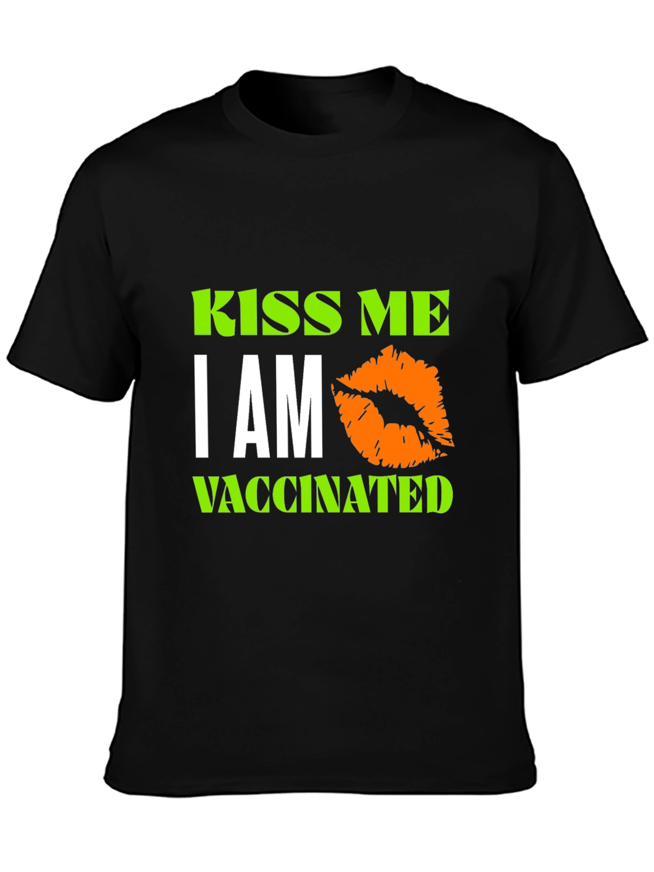 Kiss Me Im Vaccinated Black T-Shirt Novelty Graphic Tee
