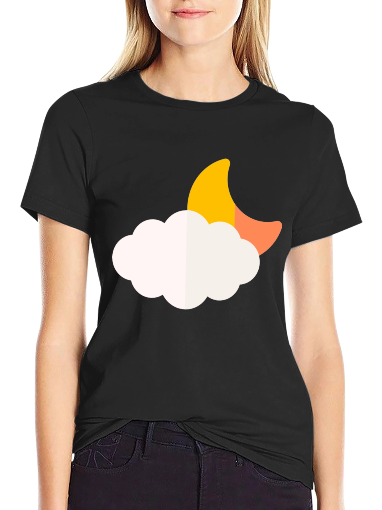 Moon Cloud Graphic Tee - Soft Black T-Shirt