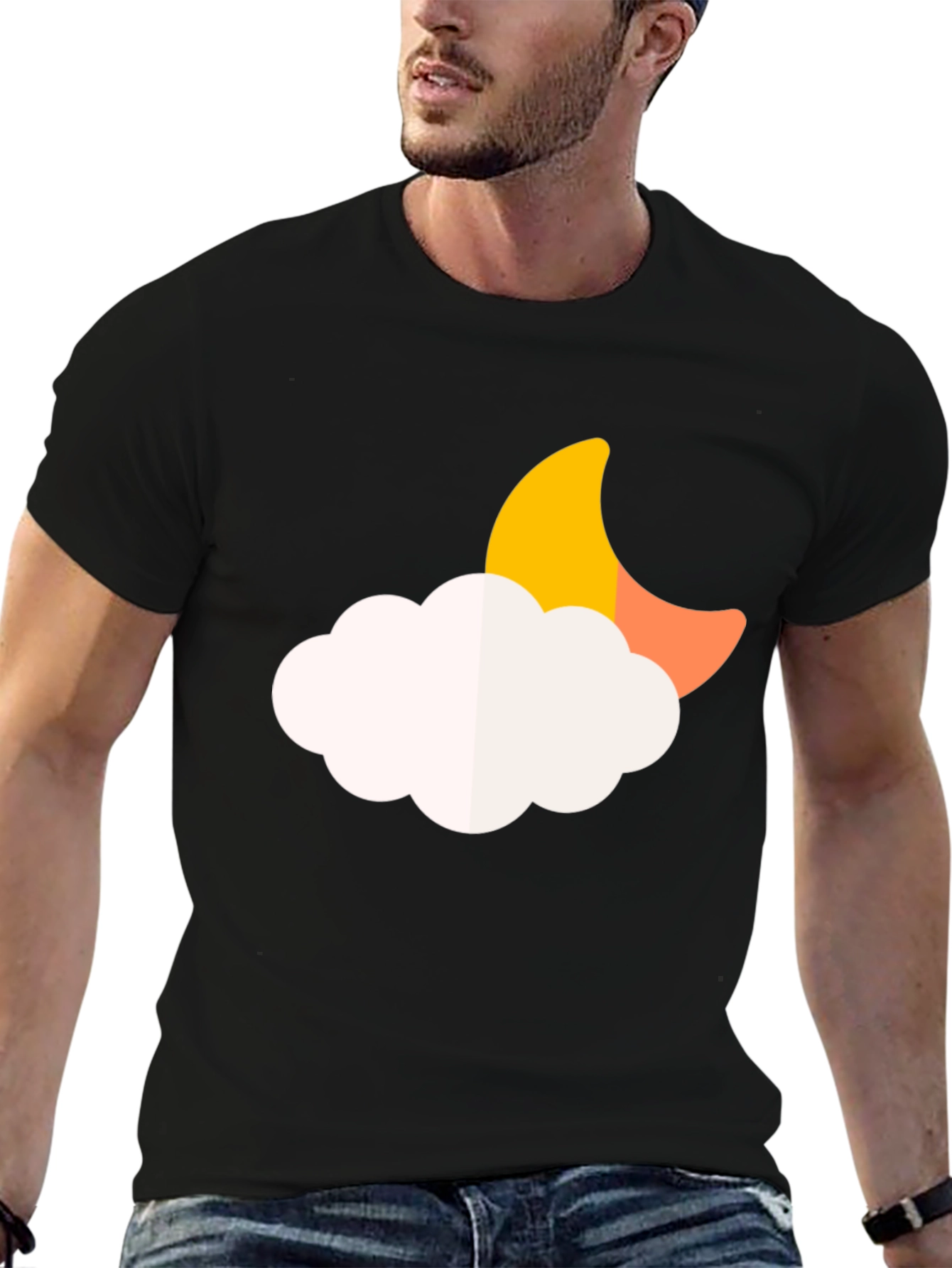Moon Cloud Graphic Tee - Soft Black T-Shirt