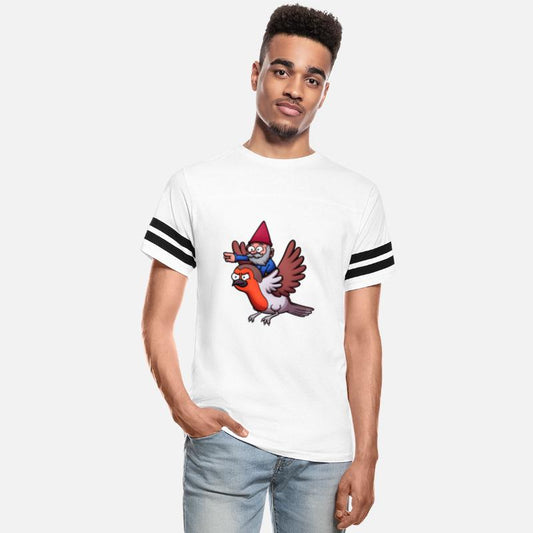 Garden Gnome Riding A Flying Red Robin Bird