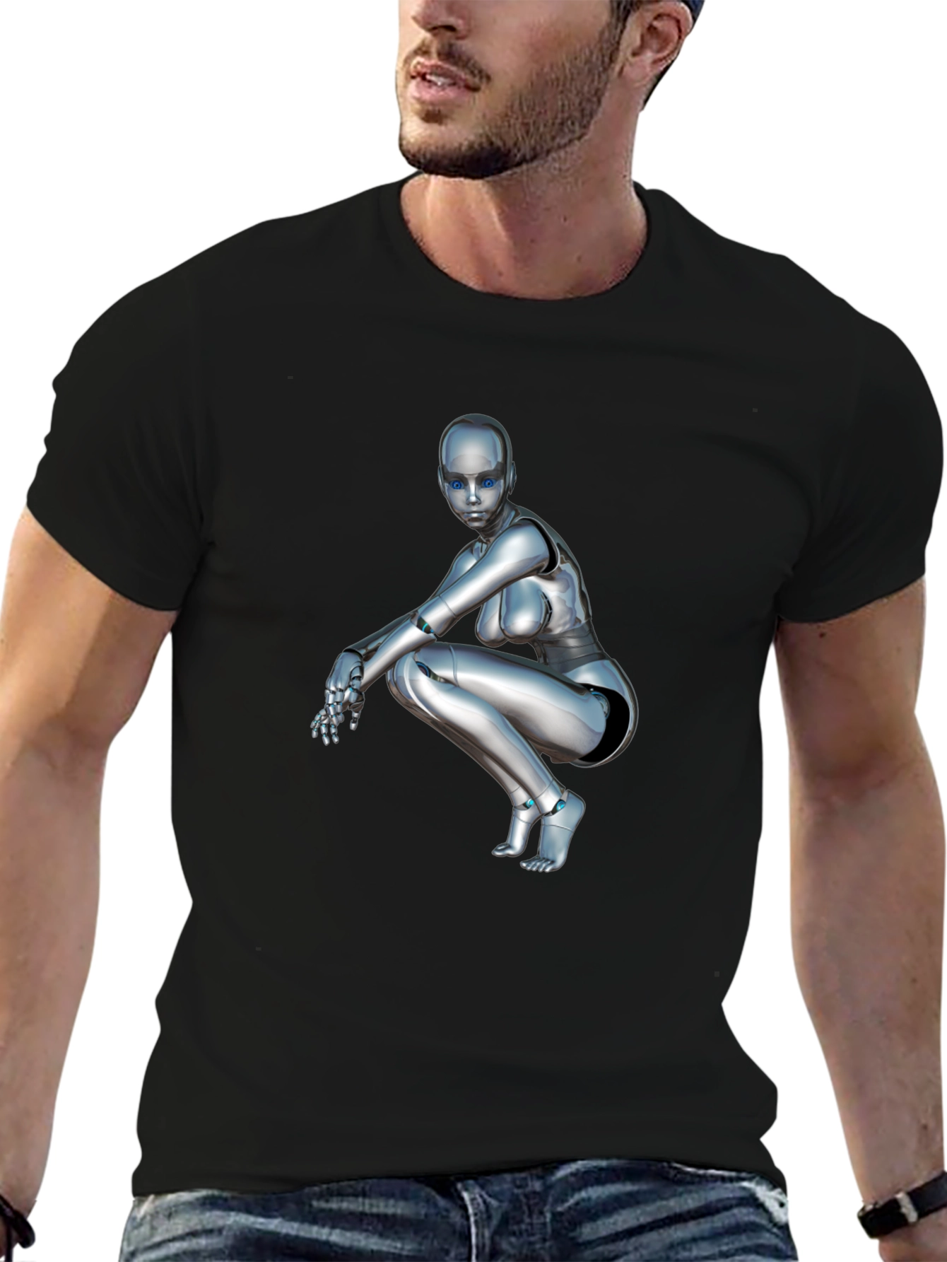 Robot Girl Graphic Tee - Sci-Fi Fashion
