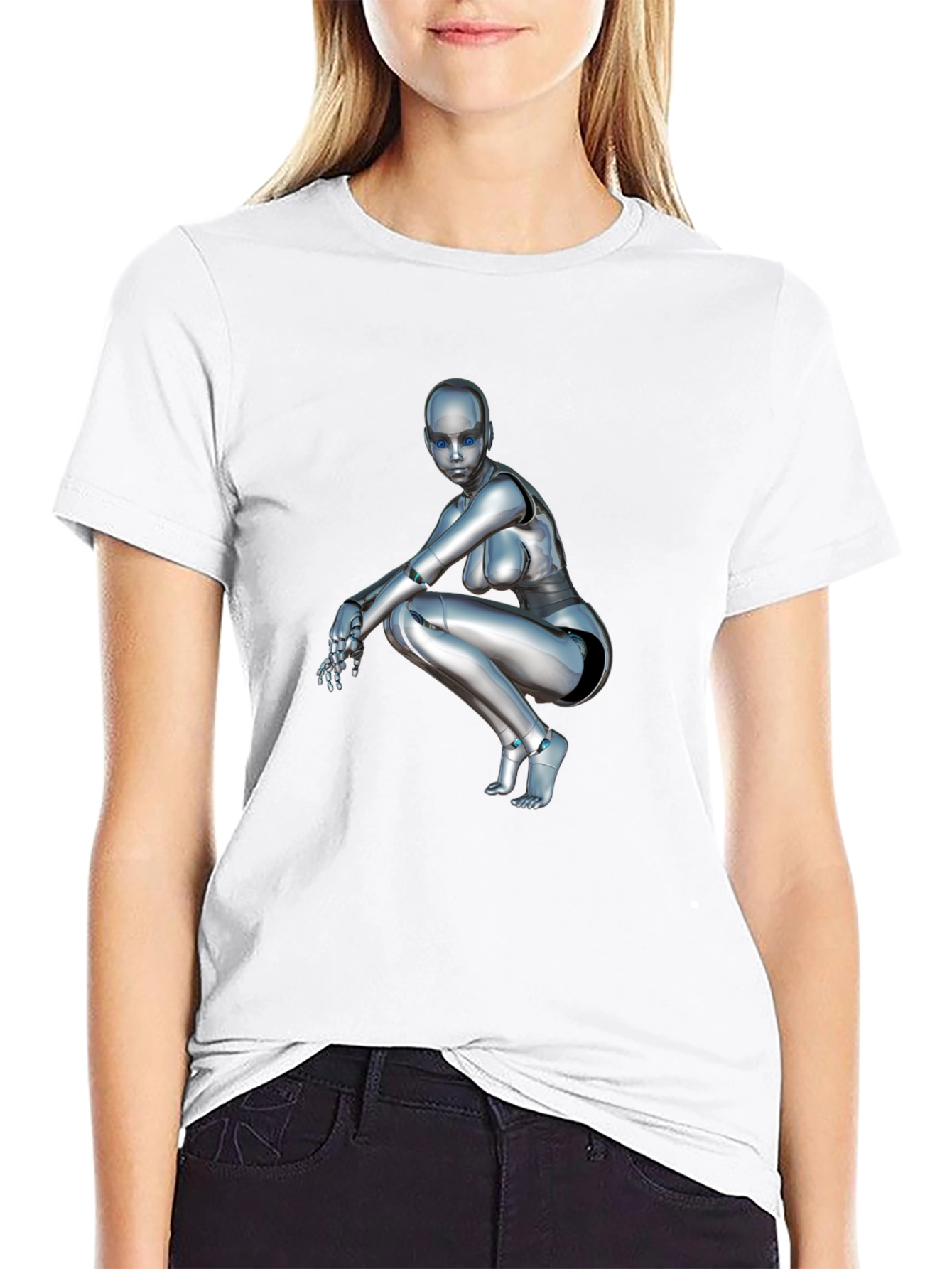 Robot Girl Graphic Tee - Sci-Fi Fashion