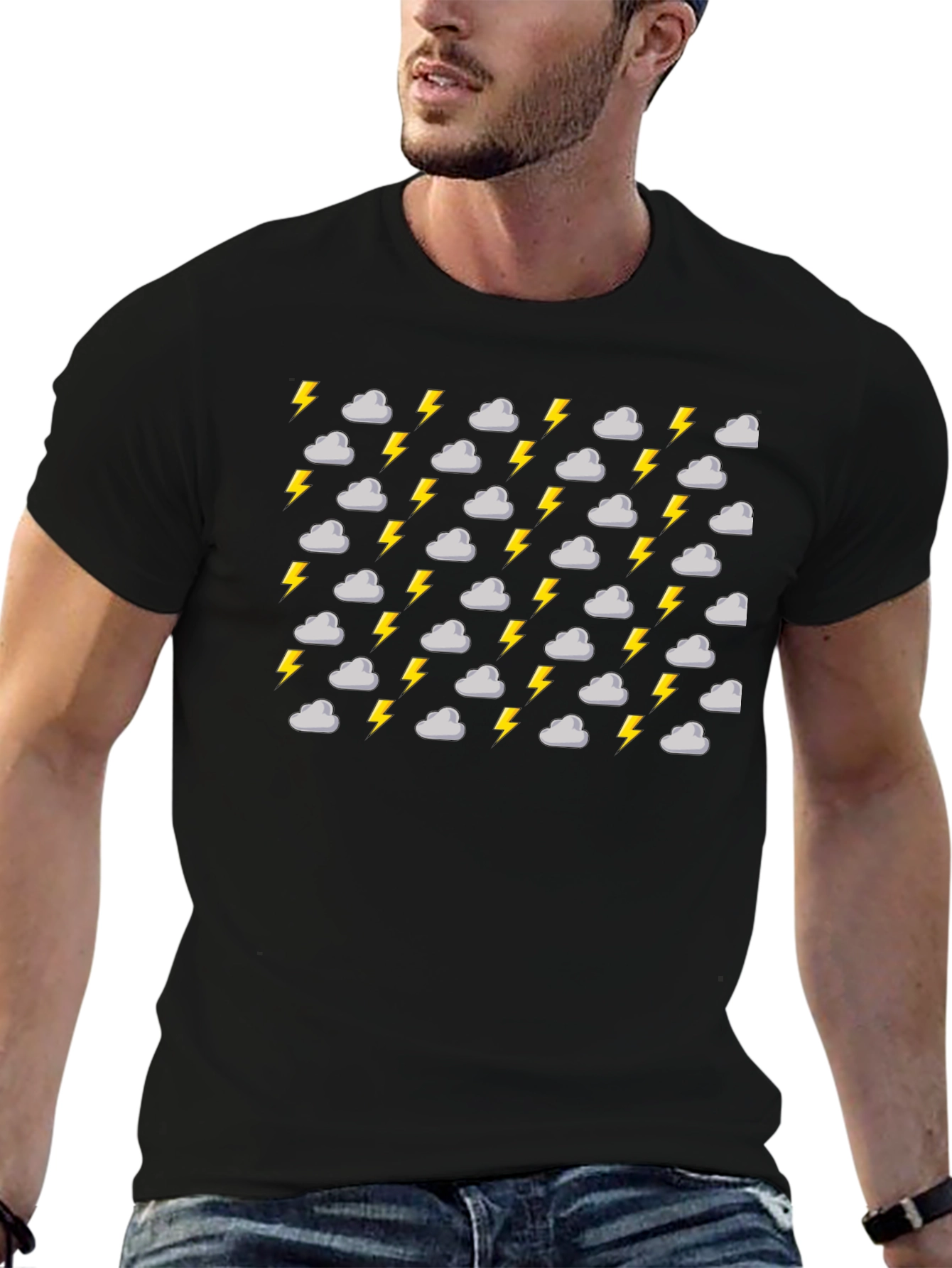 Stormy Weather Patterned Black T-Shirt