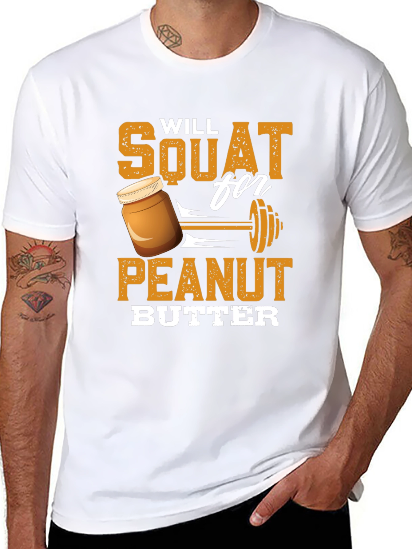 Will Squat For Peanut Butter Black Graphic Tee