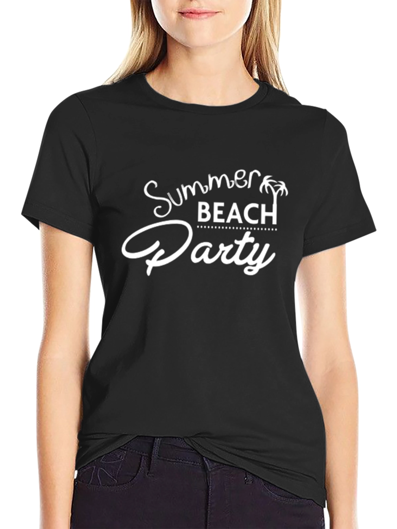 Summer Beach Party Graphic T-Shirt - Classic Black