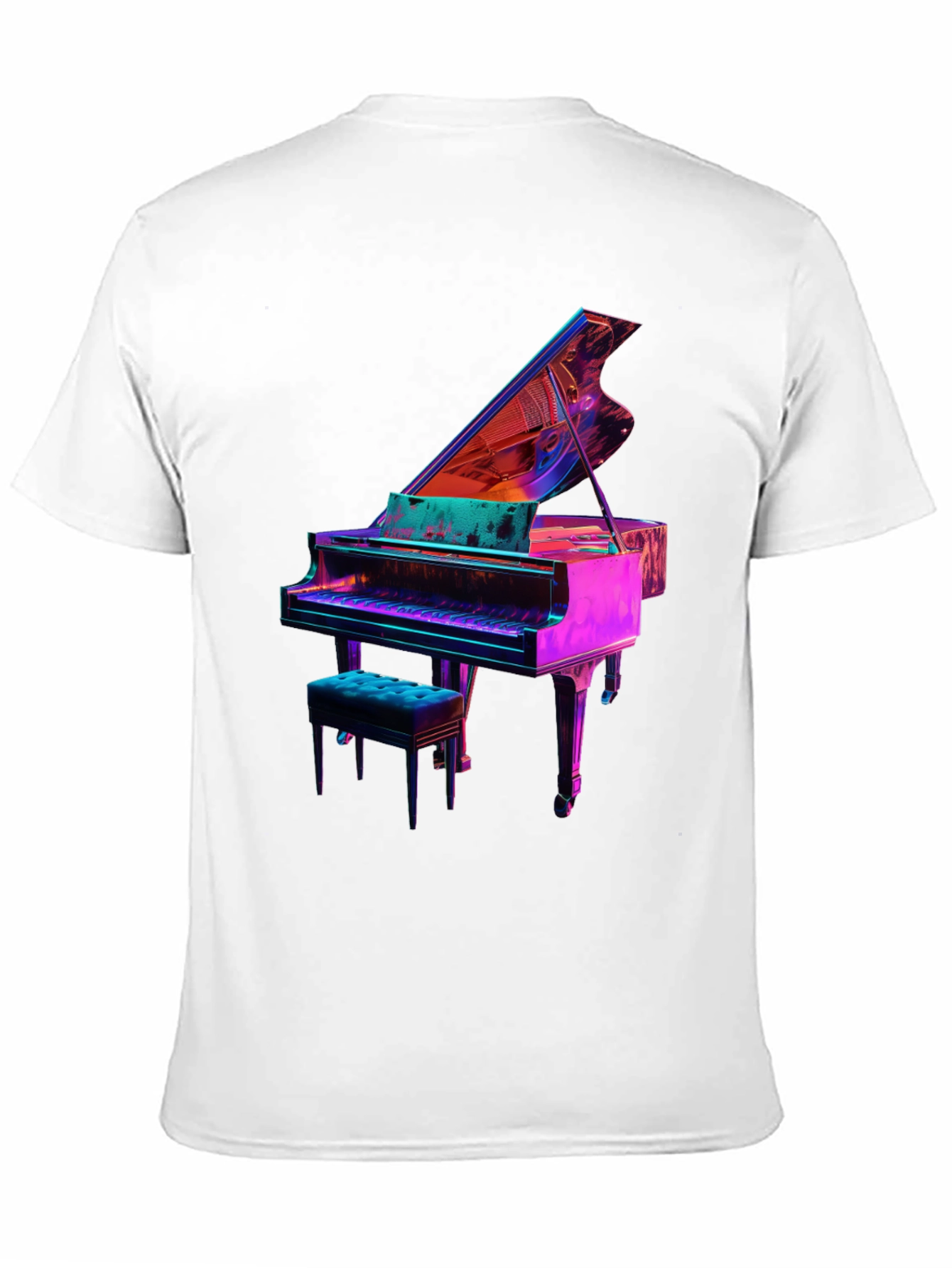 Piano Graphic Tee - Unique Neon Design