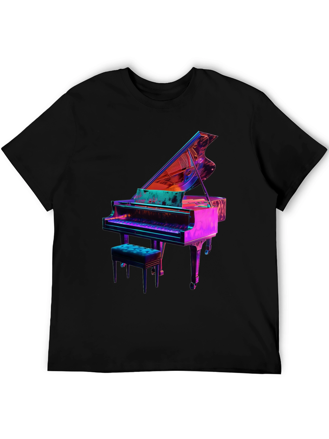Piano Graphic Tee - Unique Neon Design
