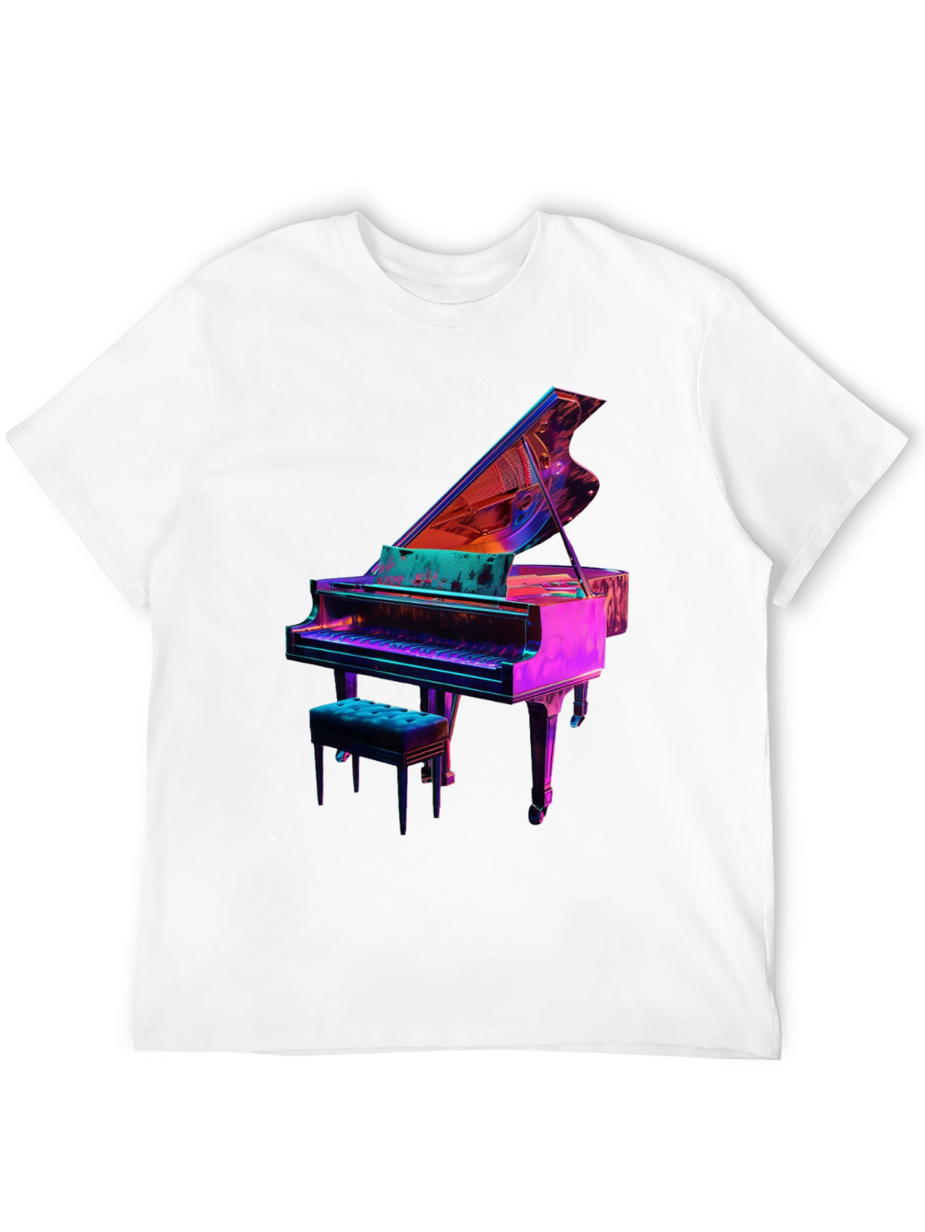 Piano Graphic Tee - Unique Neon Design