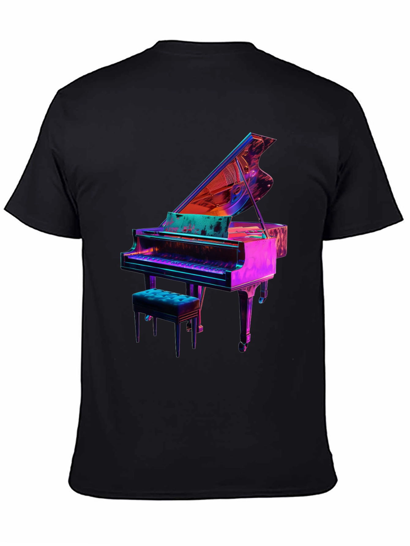 Piano Graphic Tee - Unique Neon Design