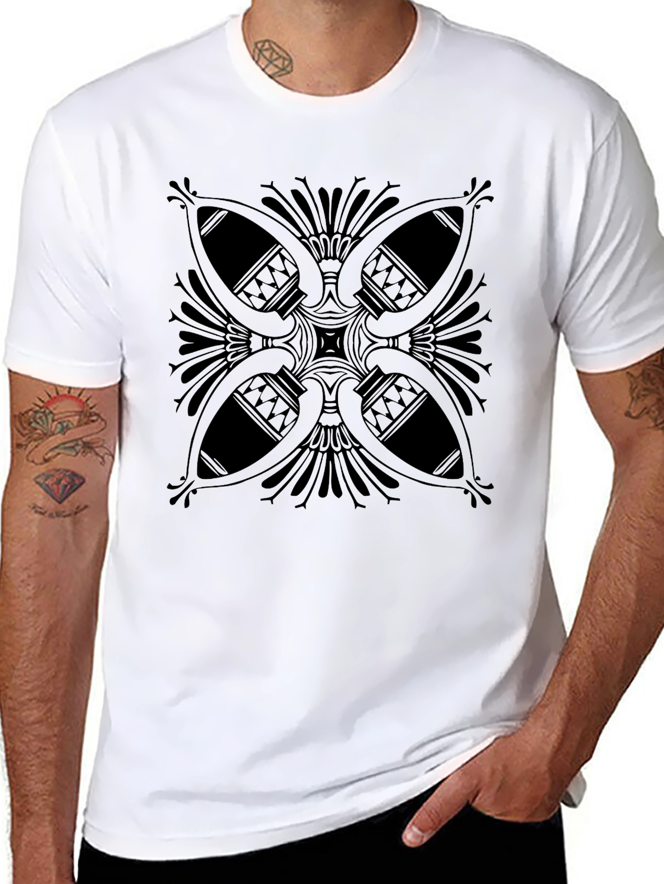 Geometric Print Black T-Shirt