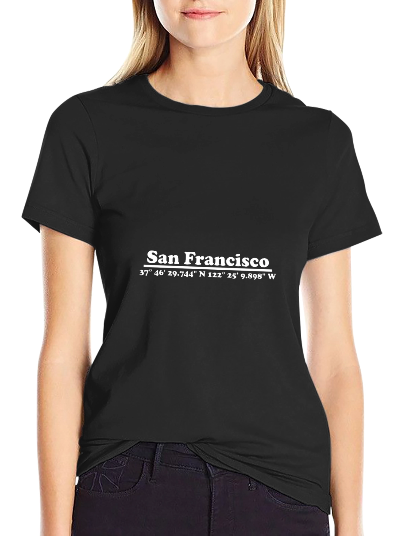 San Francisco Coordinates Black T-Shirt