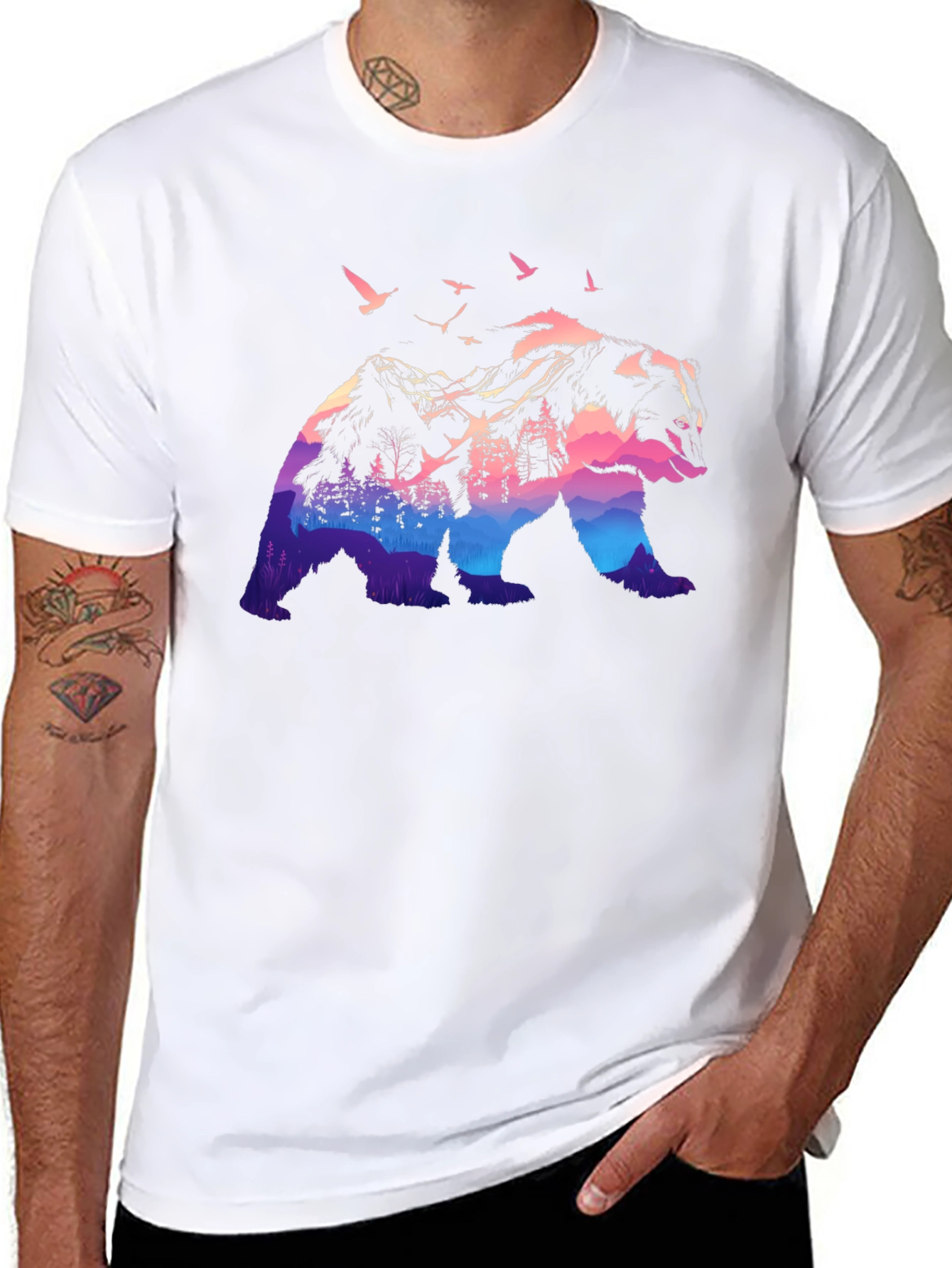Nature Bear Graphic Tee - Mens Black T-Shirt