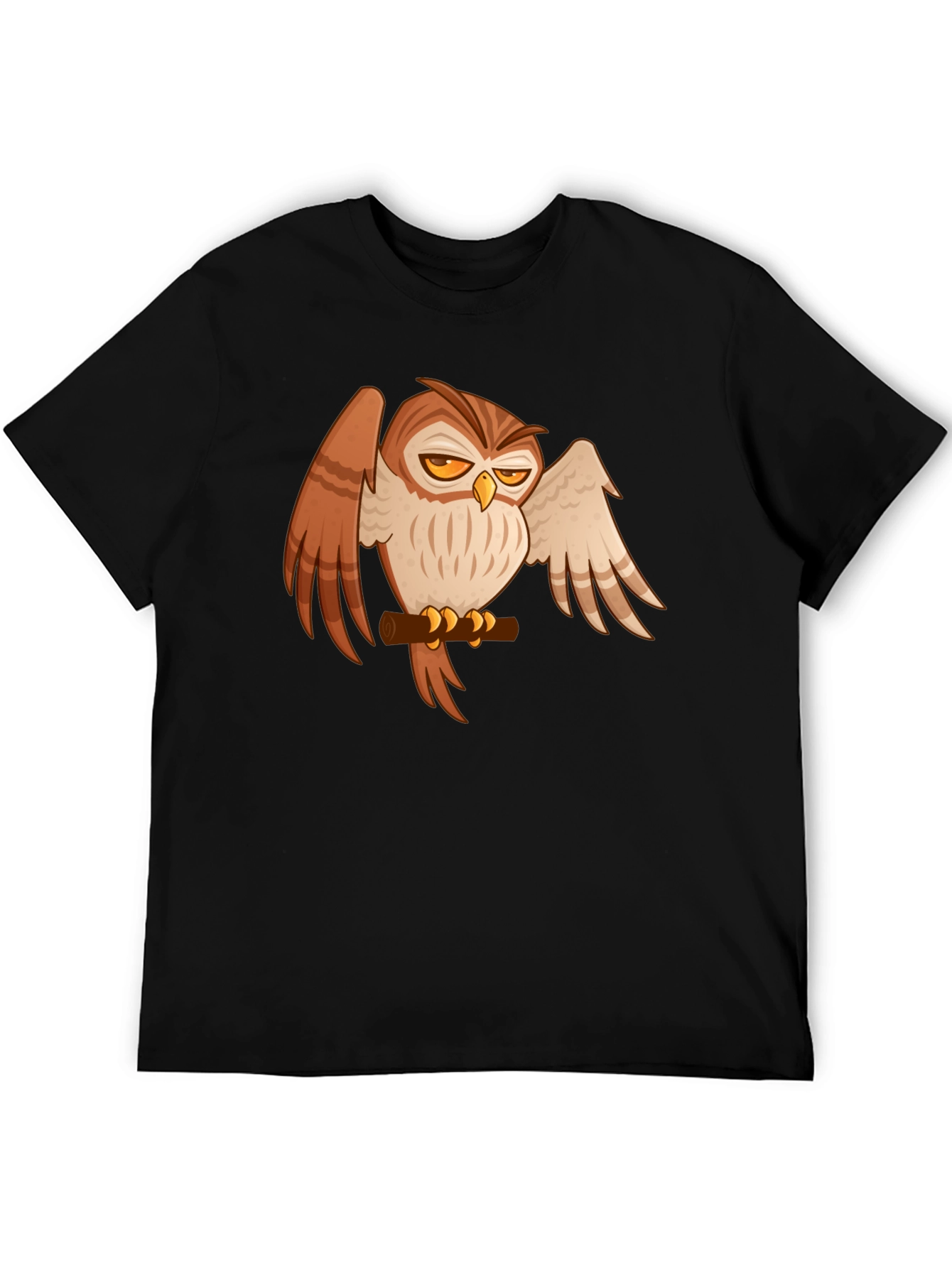 Black T-Shirt with Owl Print