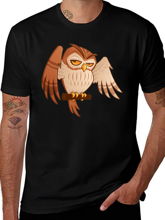 Black T-Shirt with Owl Print