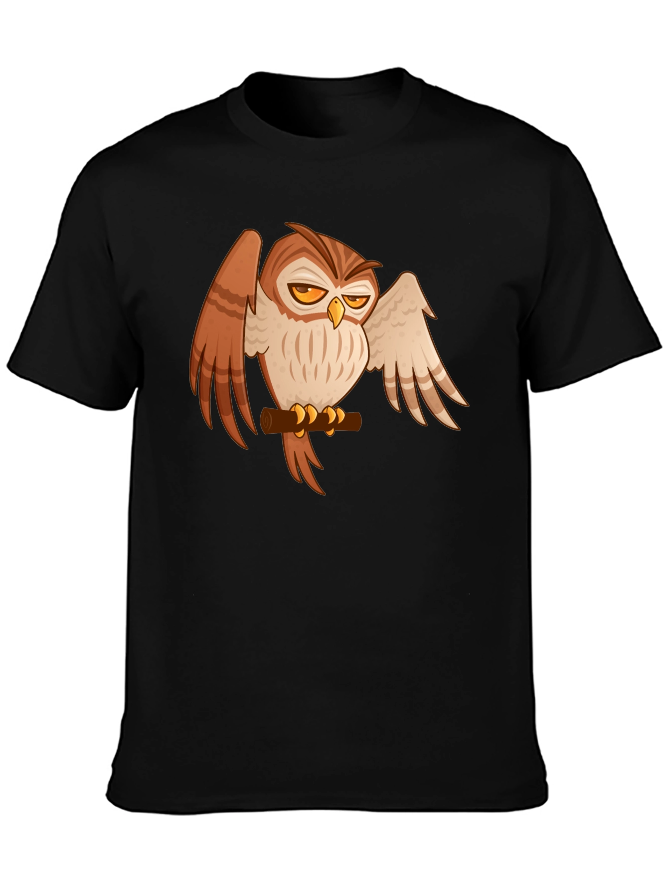 Black T-Shirt with Owl Print
