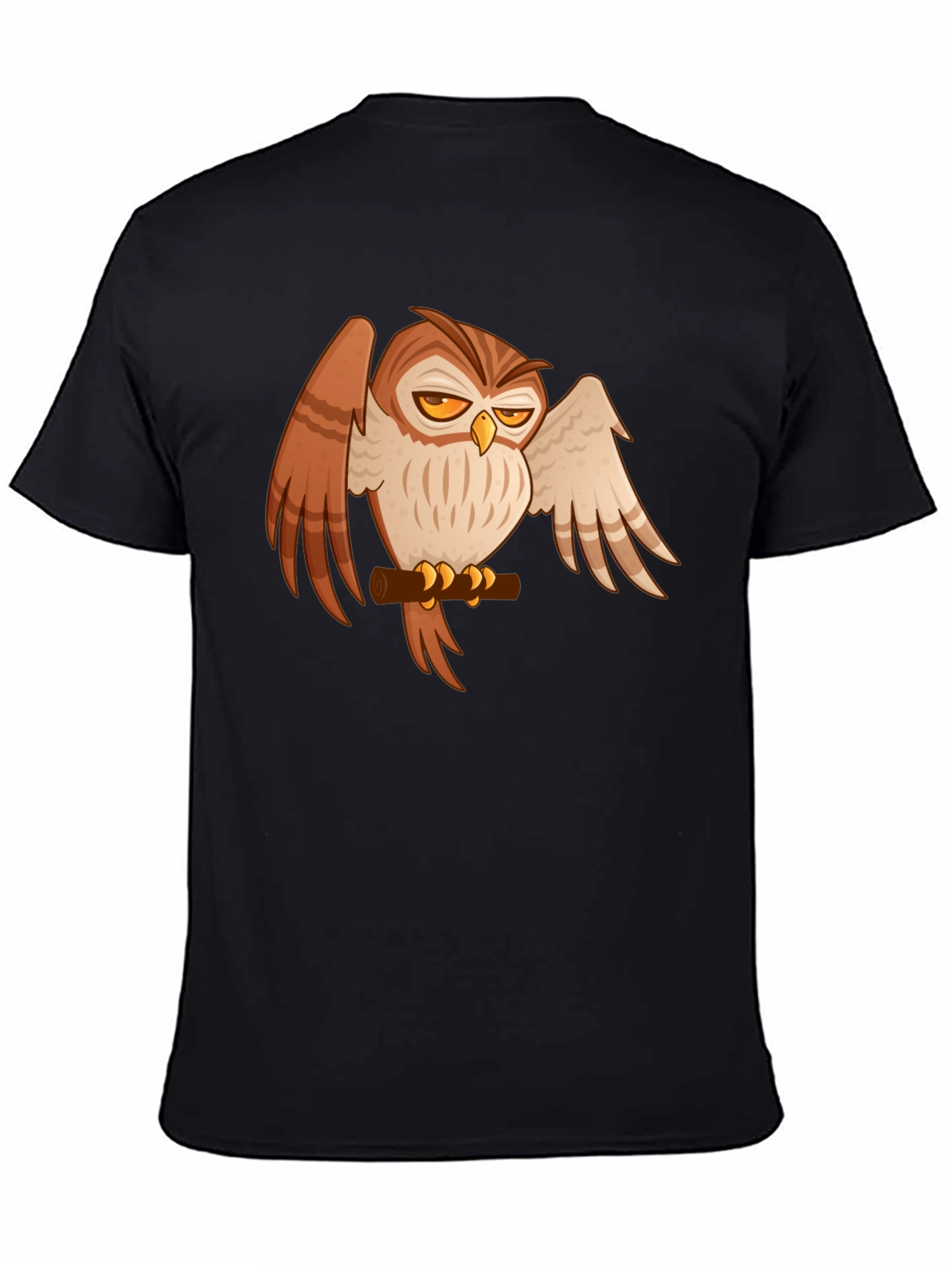 Black T-Shirt with Owl Print