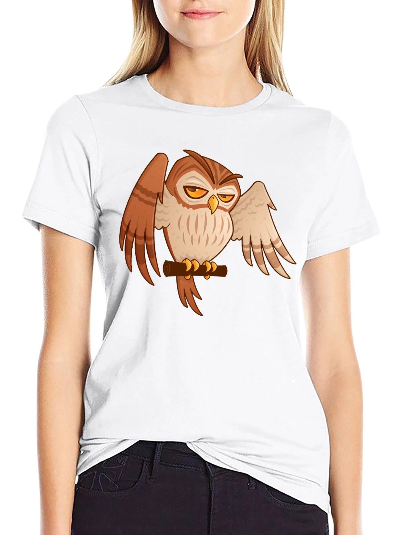 Black T-Shirt with Owl Print