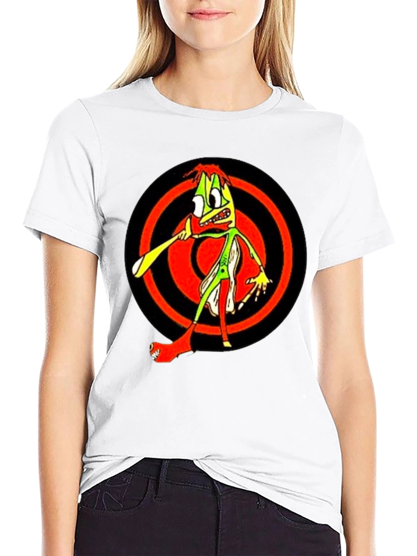 Mens Black Graphic T-Shirt - Weird Cartoon